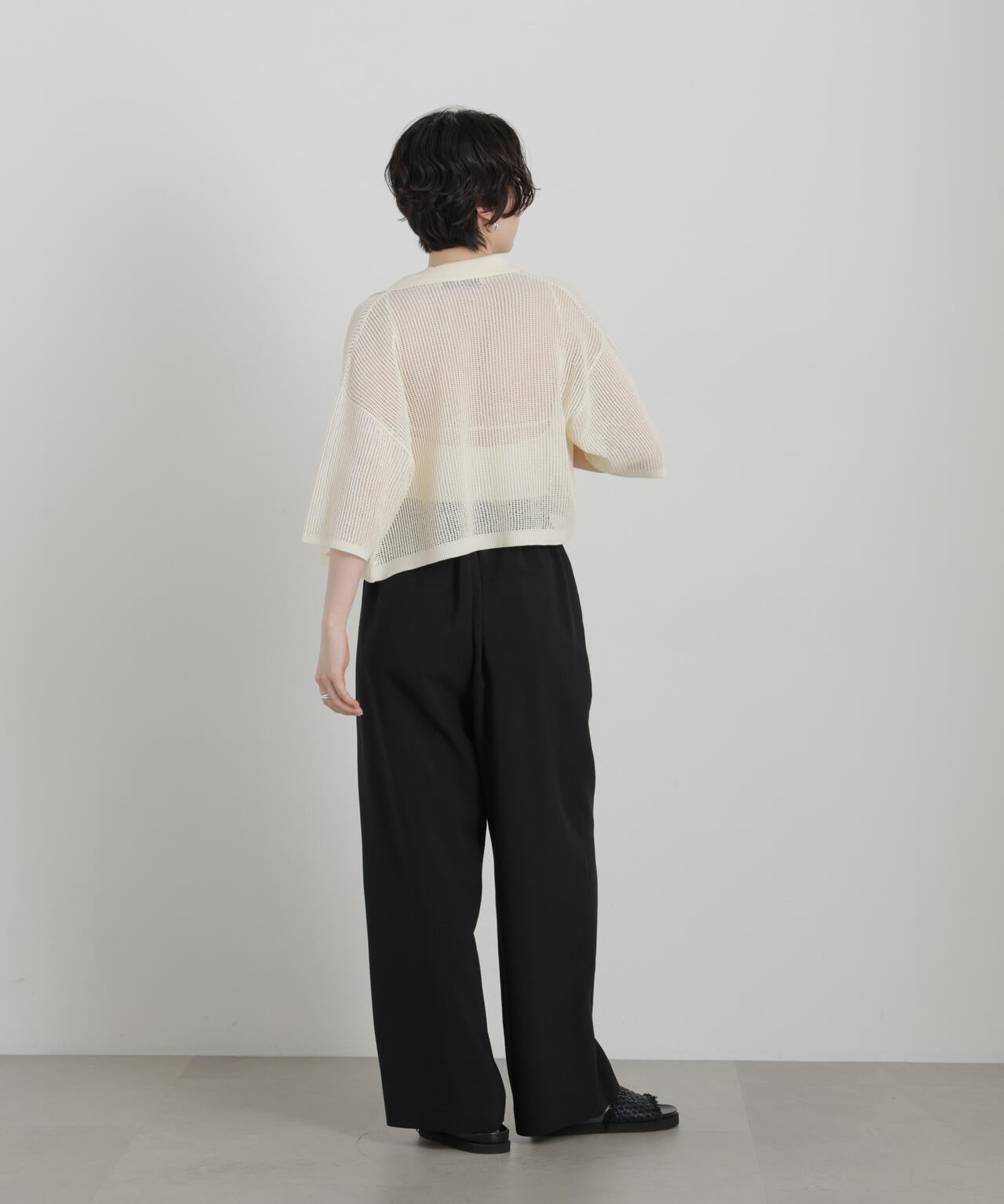 メッシュニットポロカーディガン