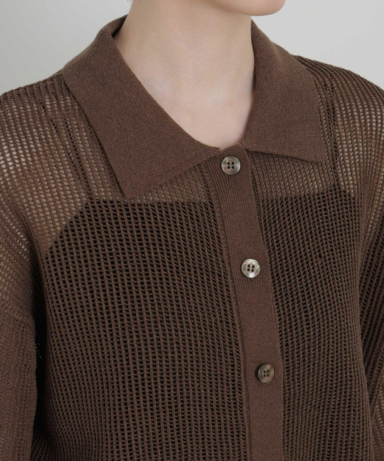 メッシュニットポロカーディガン
