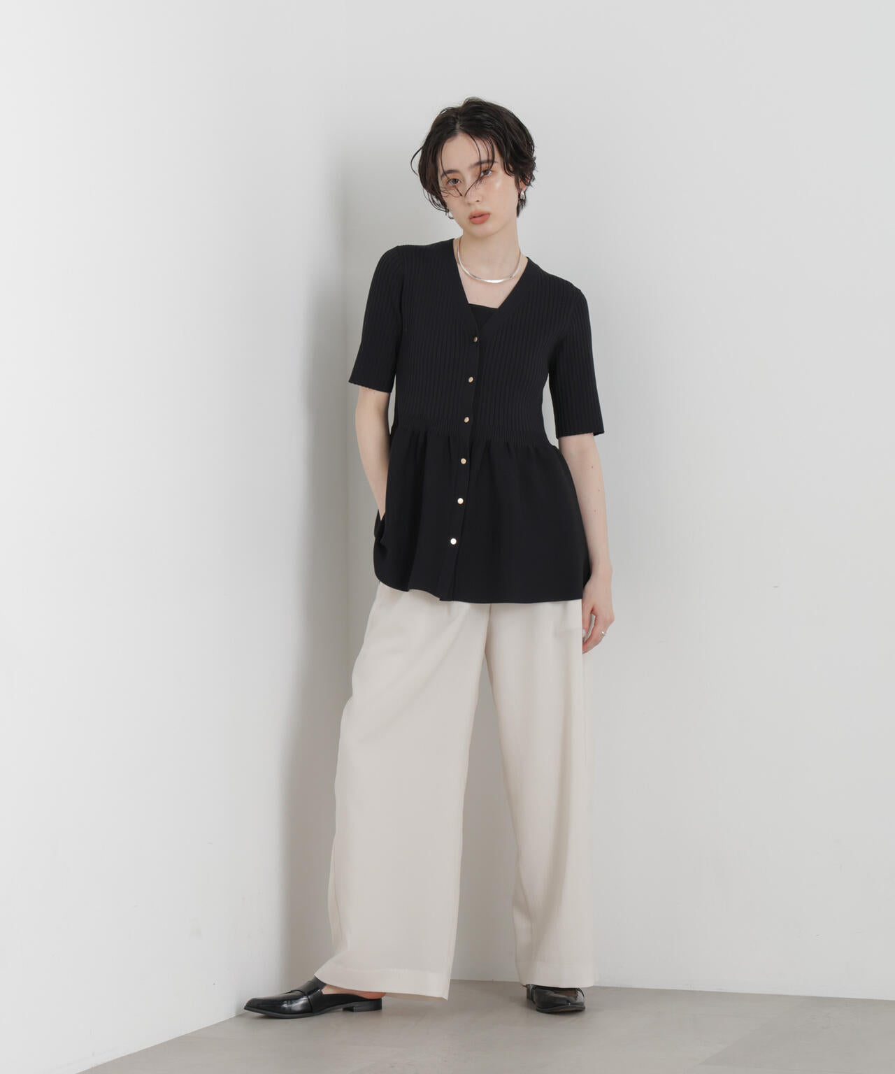 SUMMER VEIL KNIT ペプラムニットカーディガン
