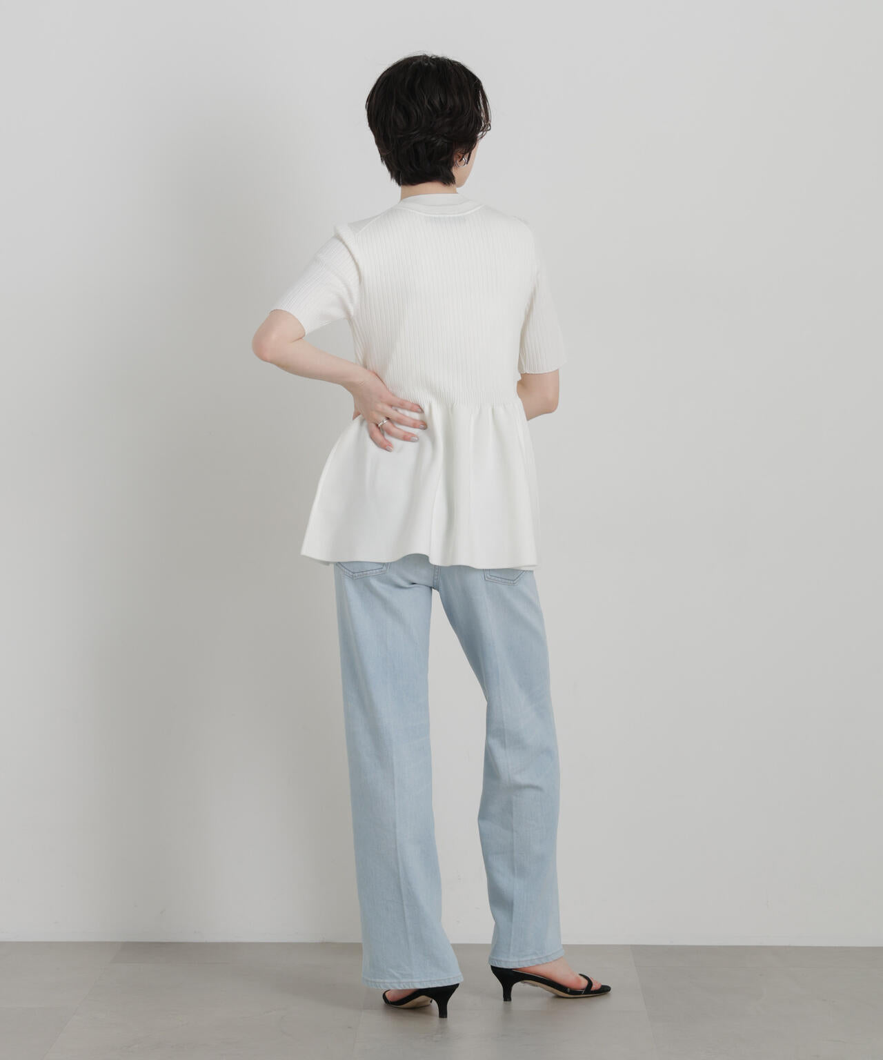 SUMMER VEIL KNIT ペプラムニットカーディガン