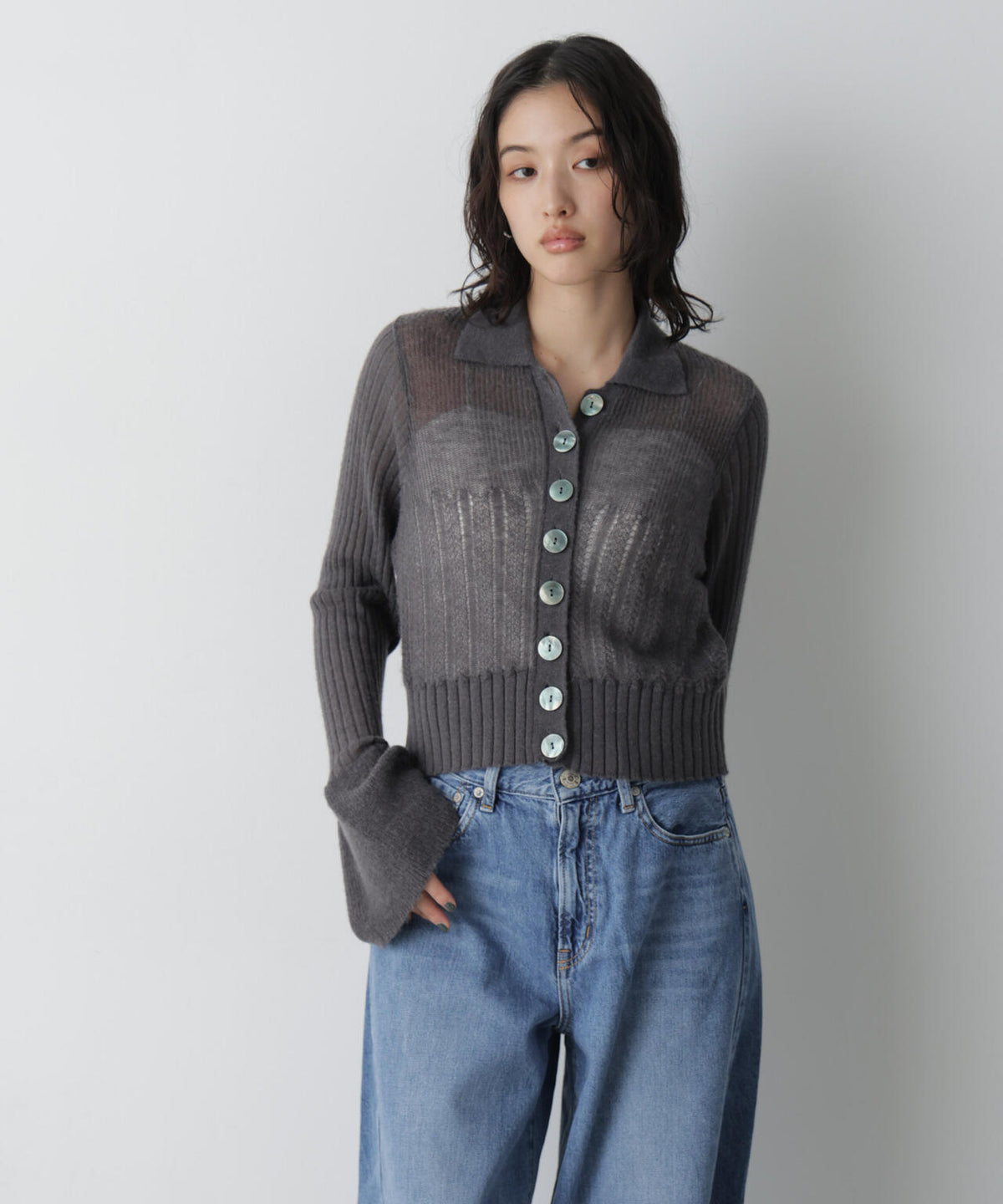 「STEVELOUR」アルパカ混フラワースリーブガーデ