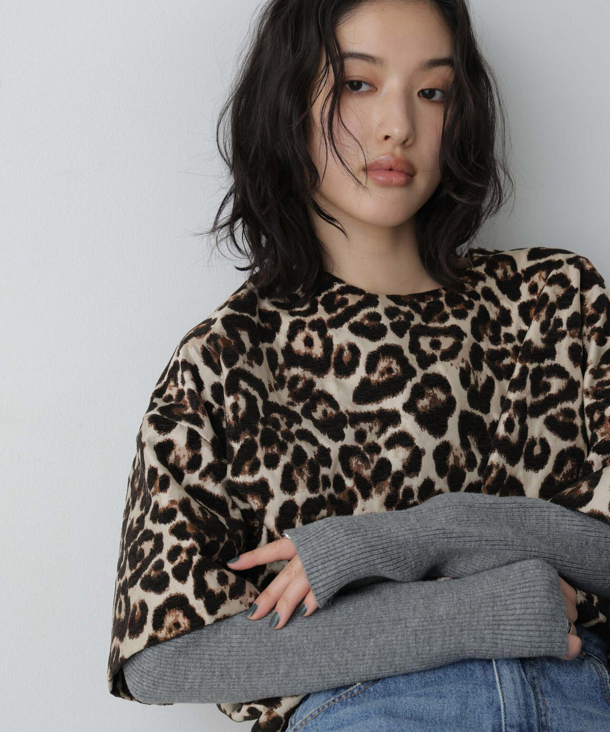 「STEVELOUR」レイヤード風ジャガードトップス