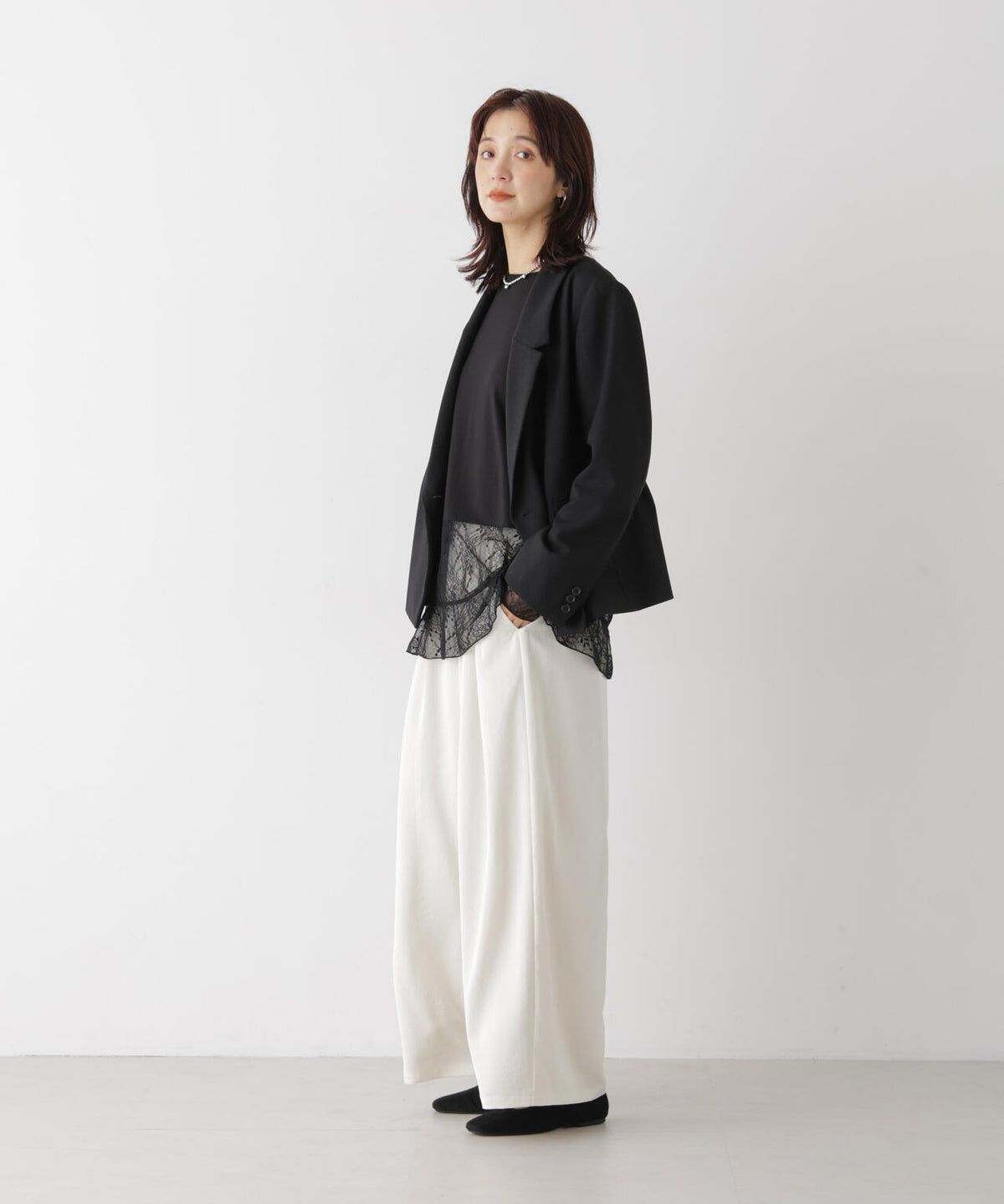 レースフレアヘムカットトップス