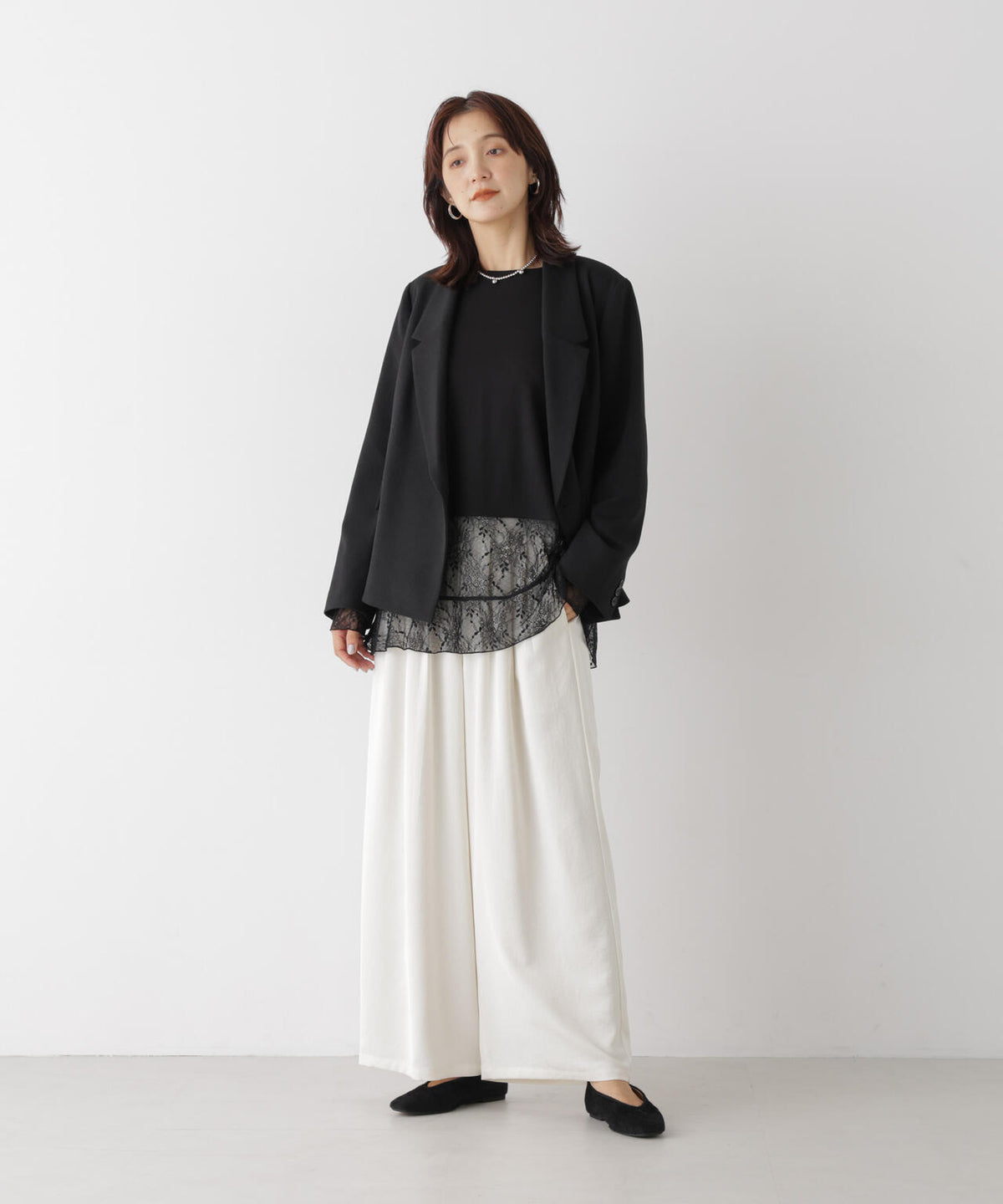 レースフレアヘムカットトップス