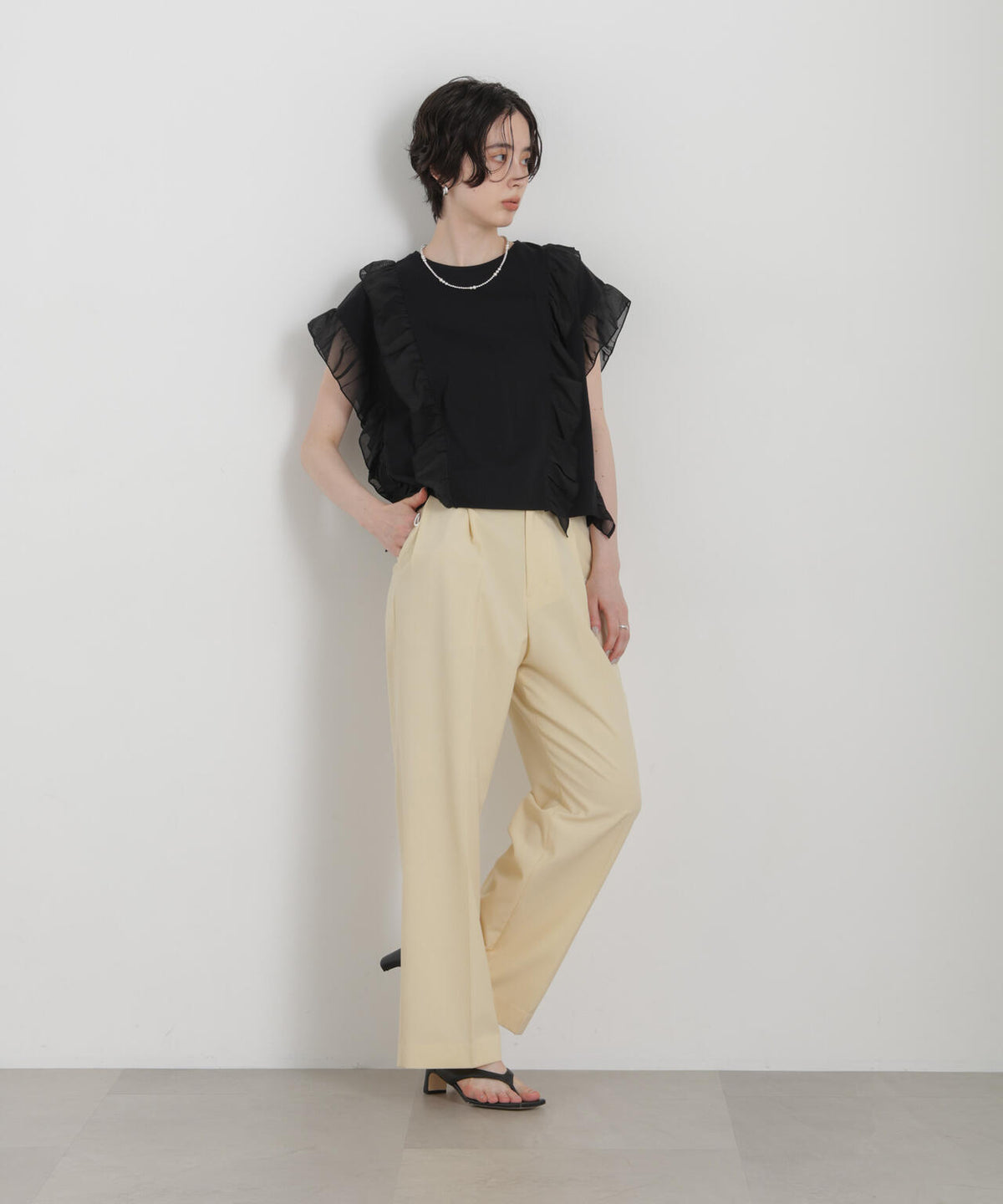 シフォンフリルカットソー
