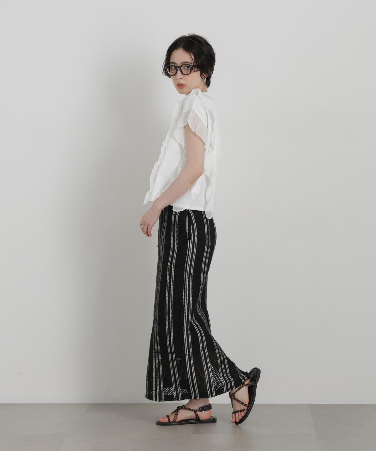 シフォンフリルカットソー