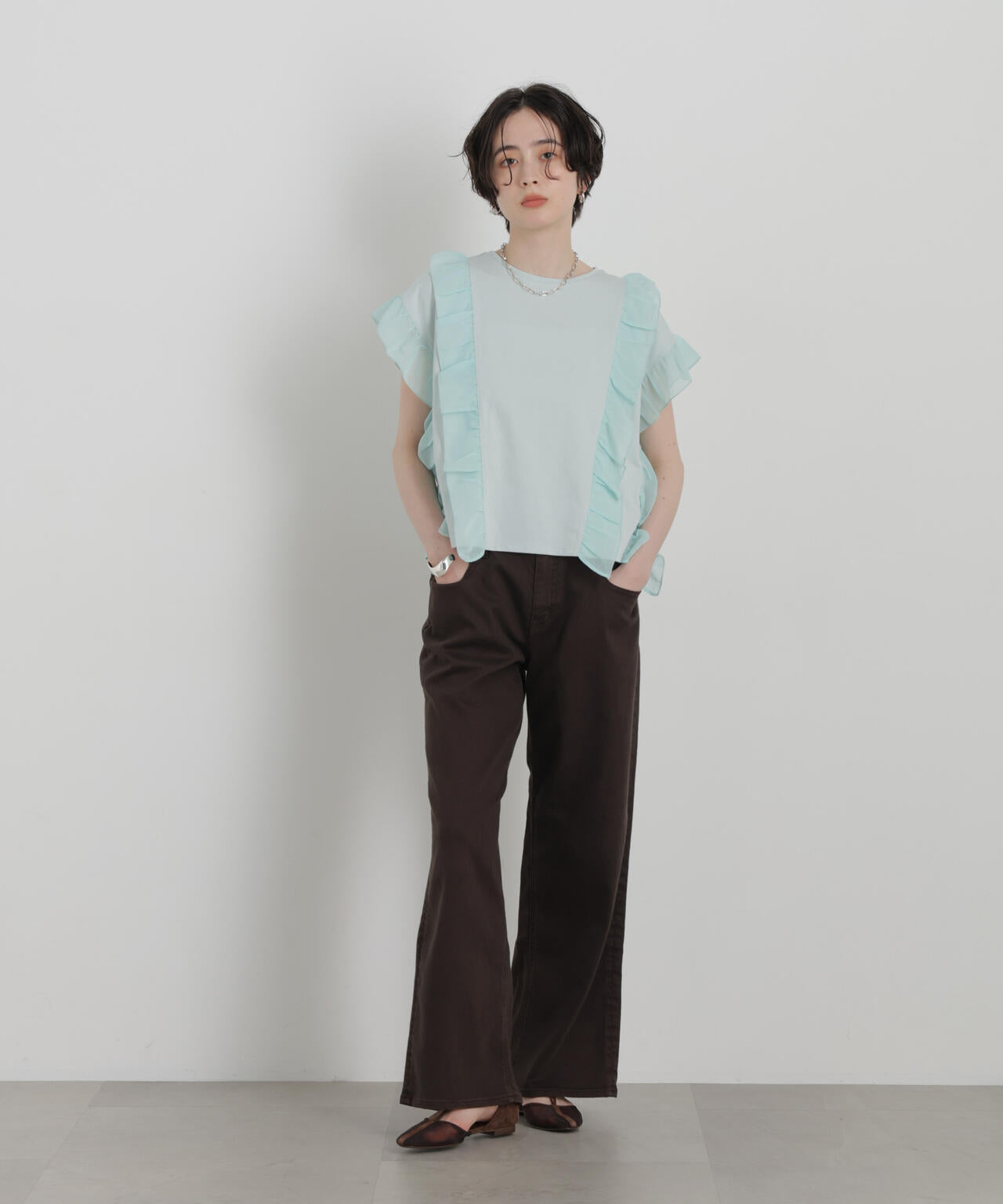 シフォンフリルカットソー