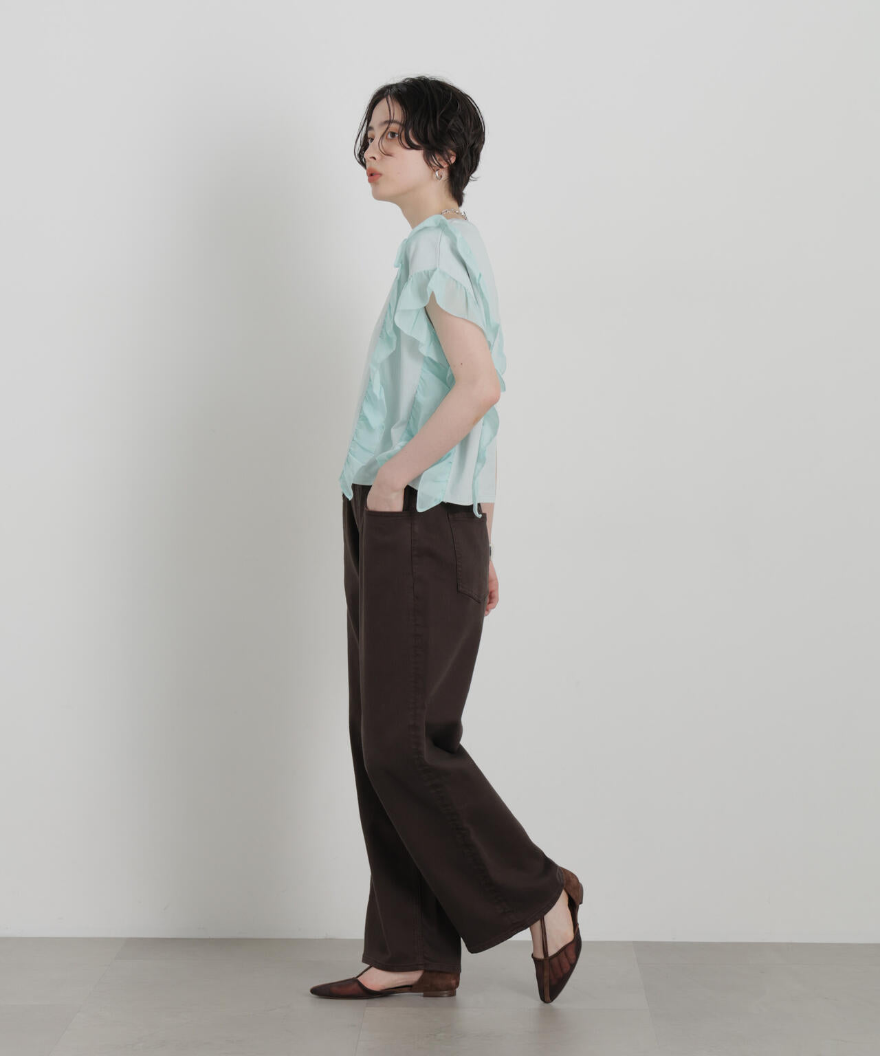 シフォンフリルカットソー