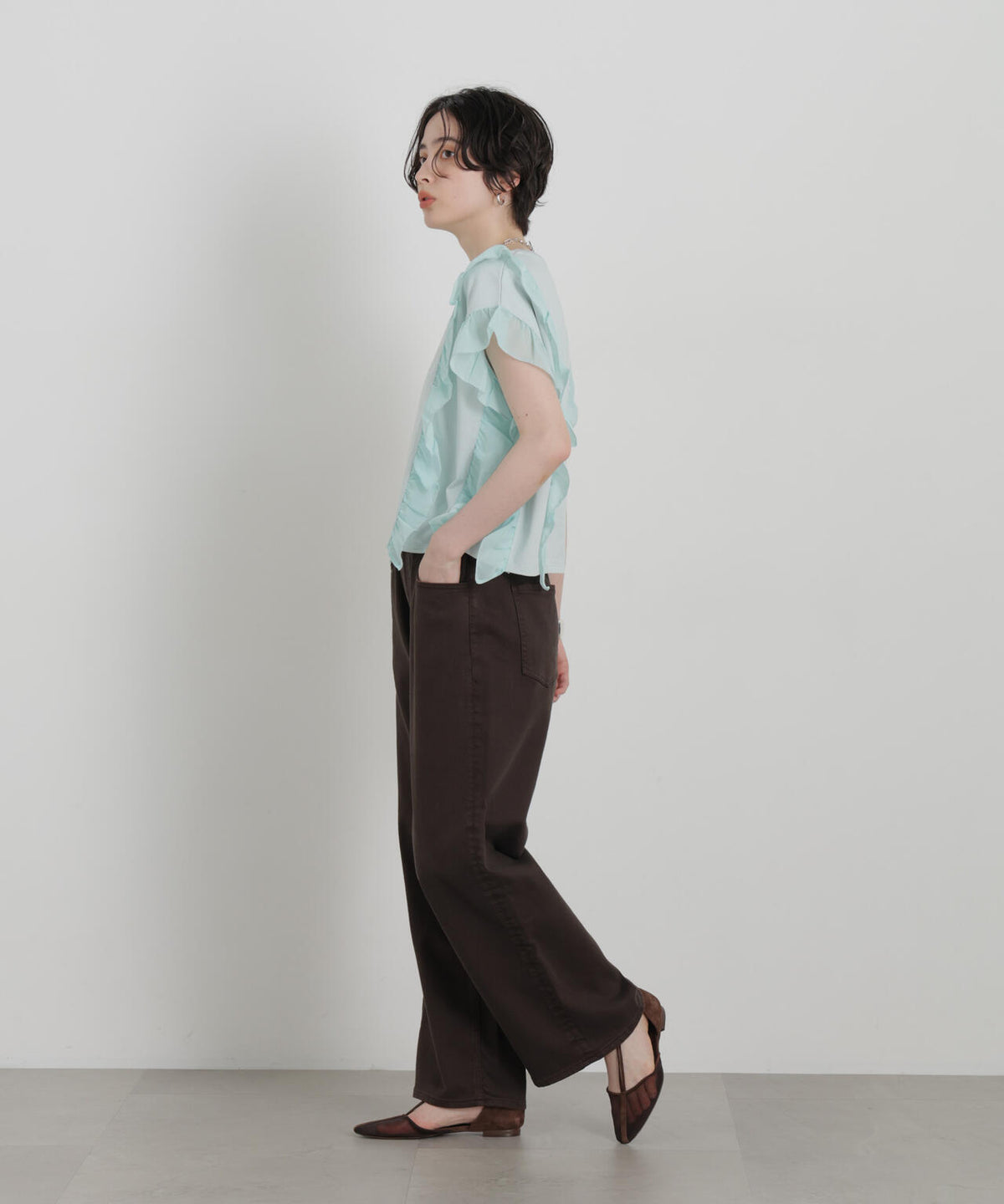 シフォンフリルカットソー