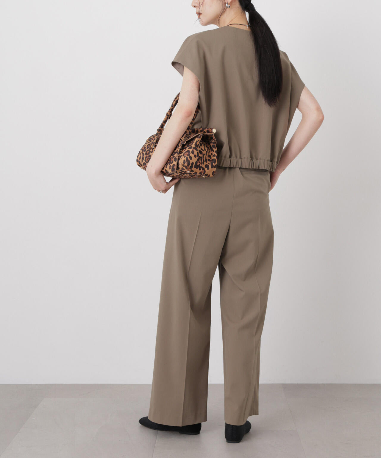 ドライウェザーストレッチベルト付き2タックワイドパンツ(セットアップ可)