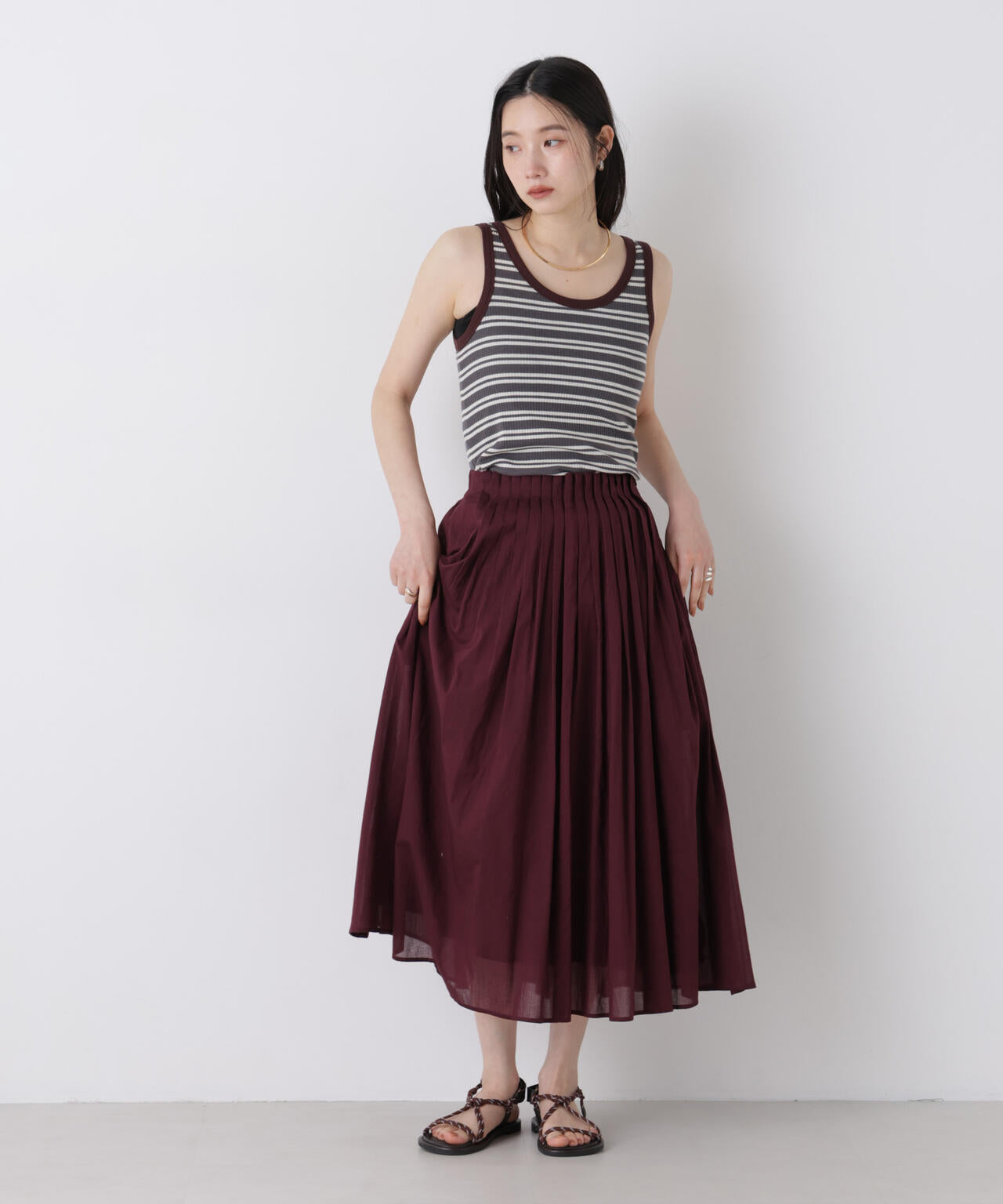 made in india タックフレアスカート(セットアップ可)