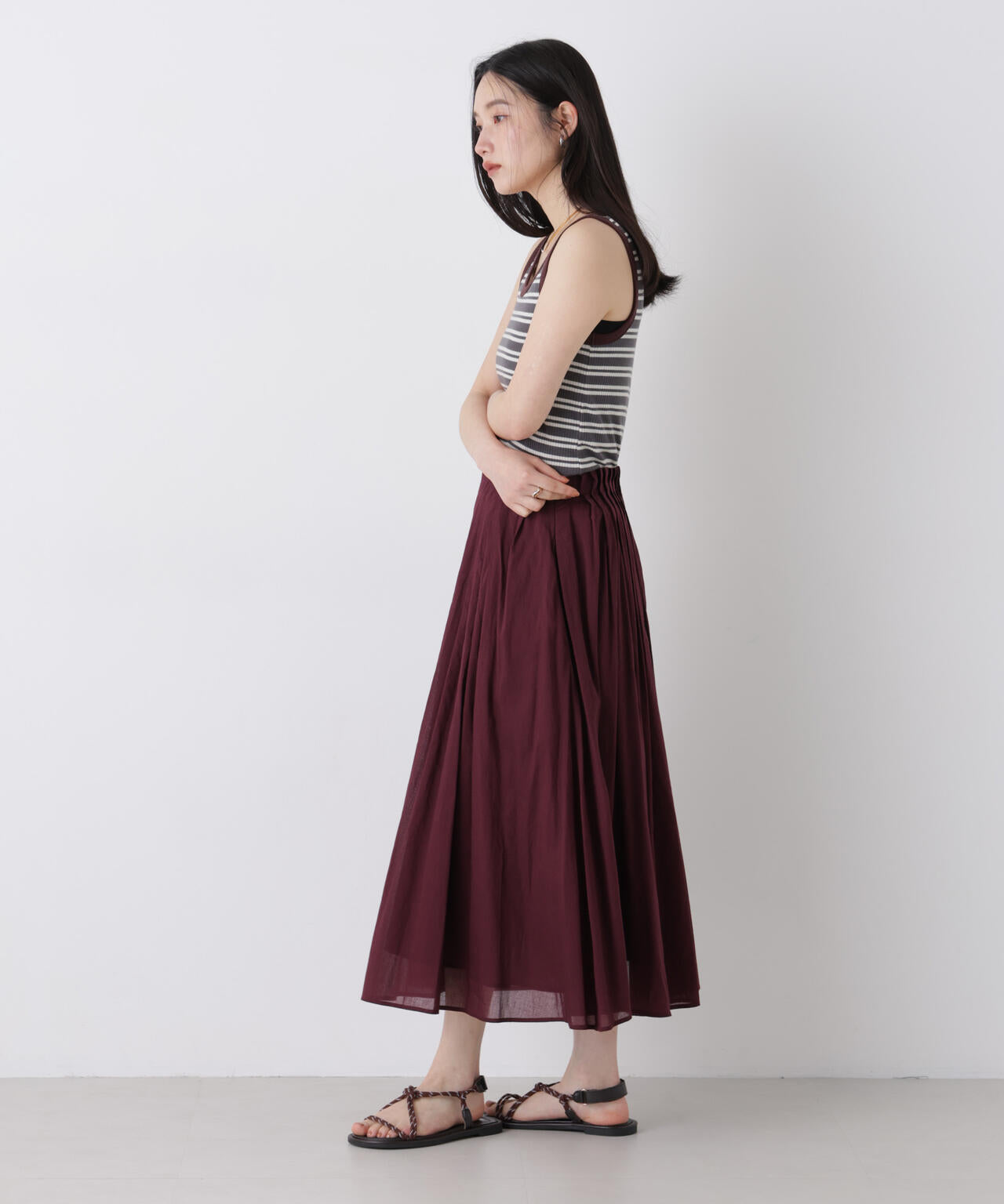 made in india タックフレアスカート(セットアップ可)