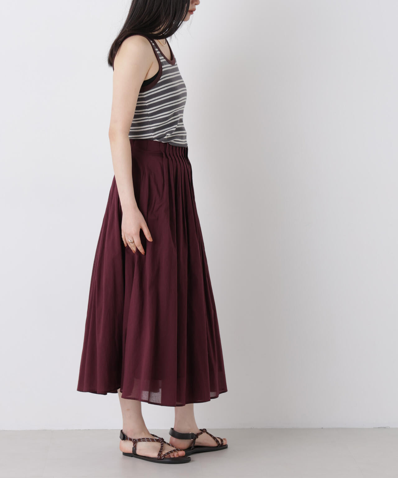 made in india タックフレアスカート(セットアップ可)