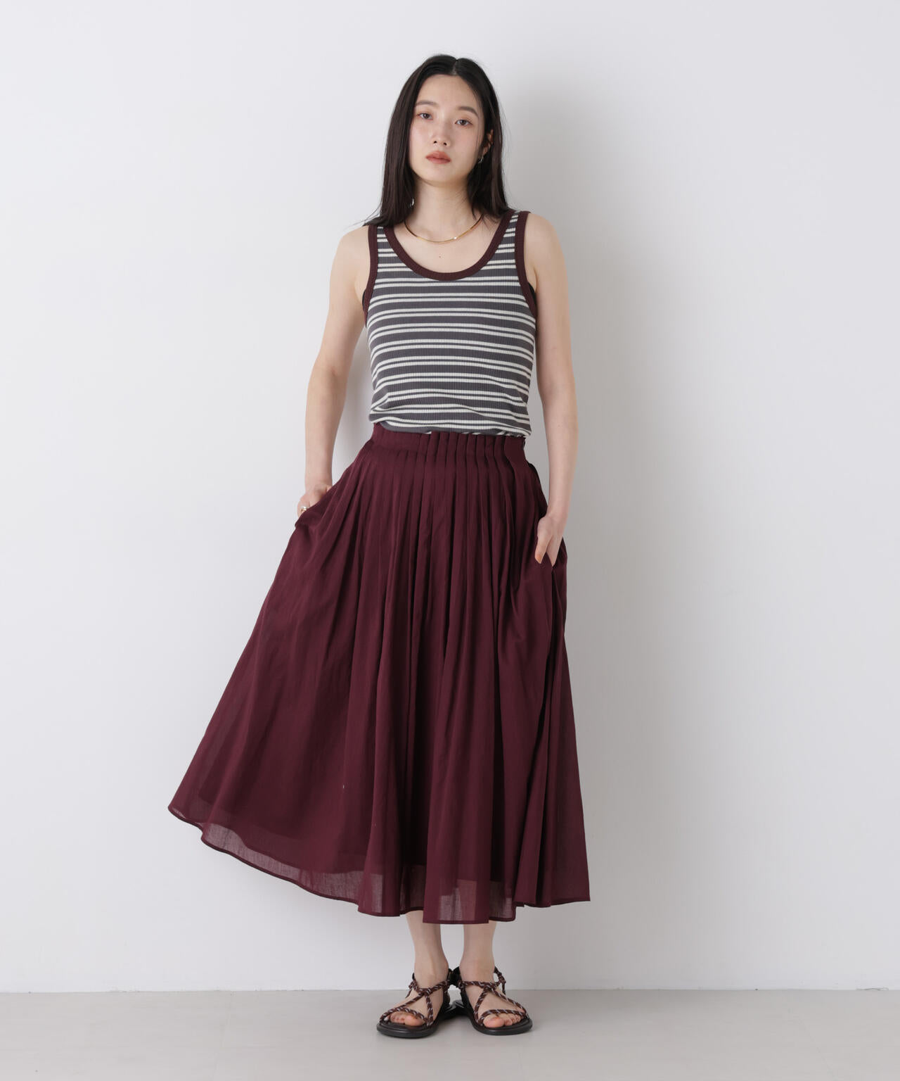 made in india タックフレアスカート(セットアップ可)