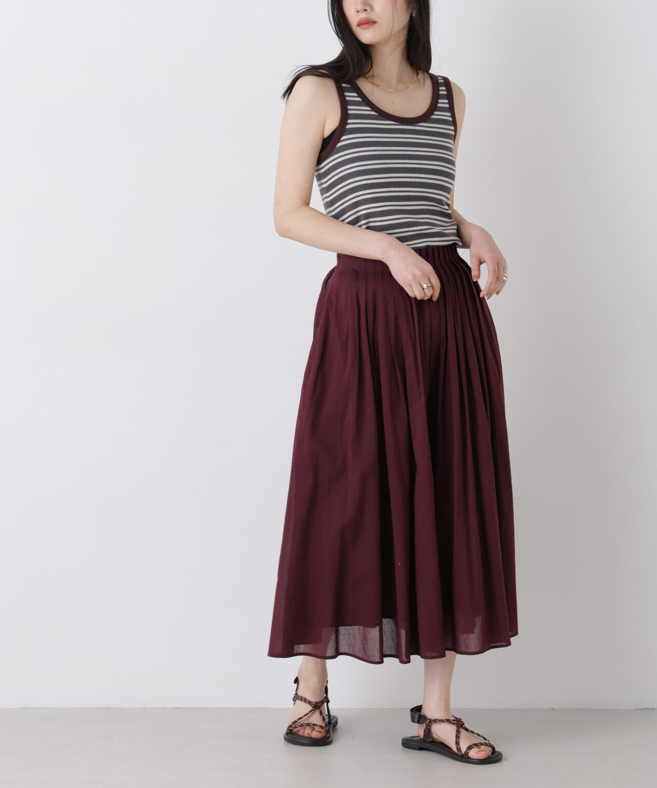 made in india タックフレアスカート(セットアップ可)