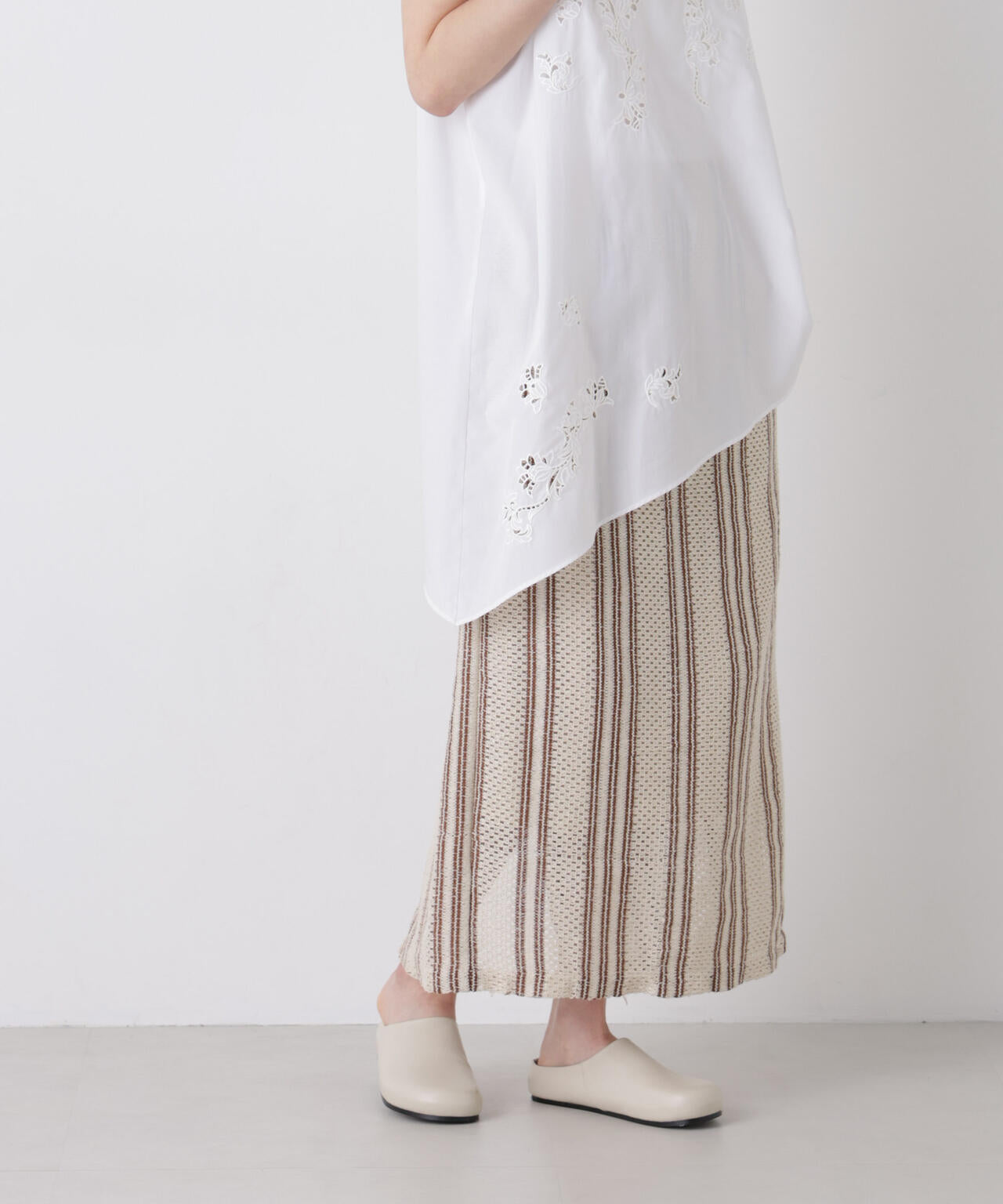 made in india ジャカードストライプIラインスカート(セットアップ可)