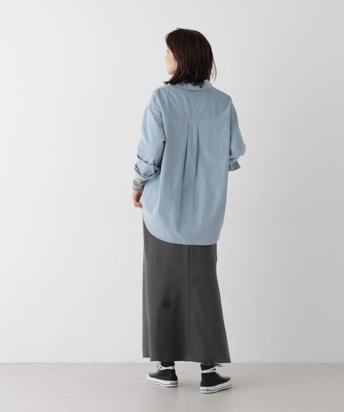 ダルサテンバックフレアナロースカート