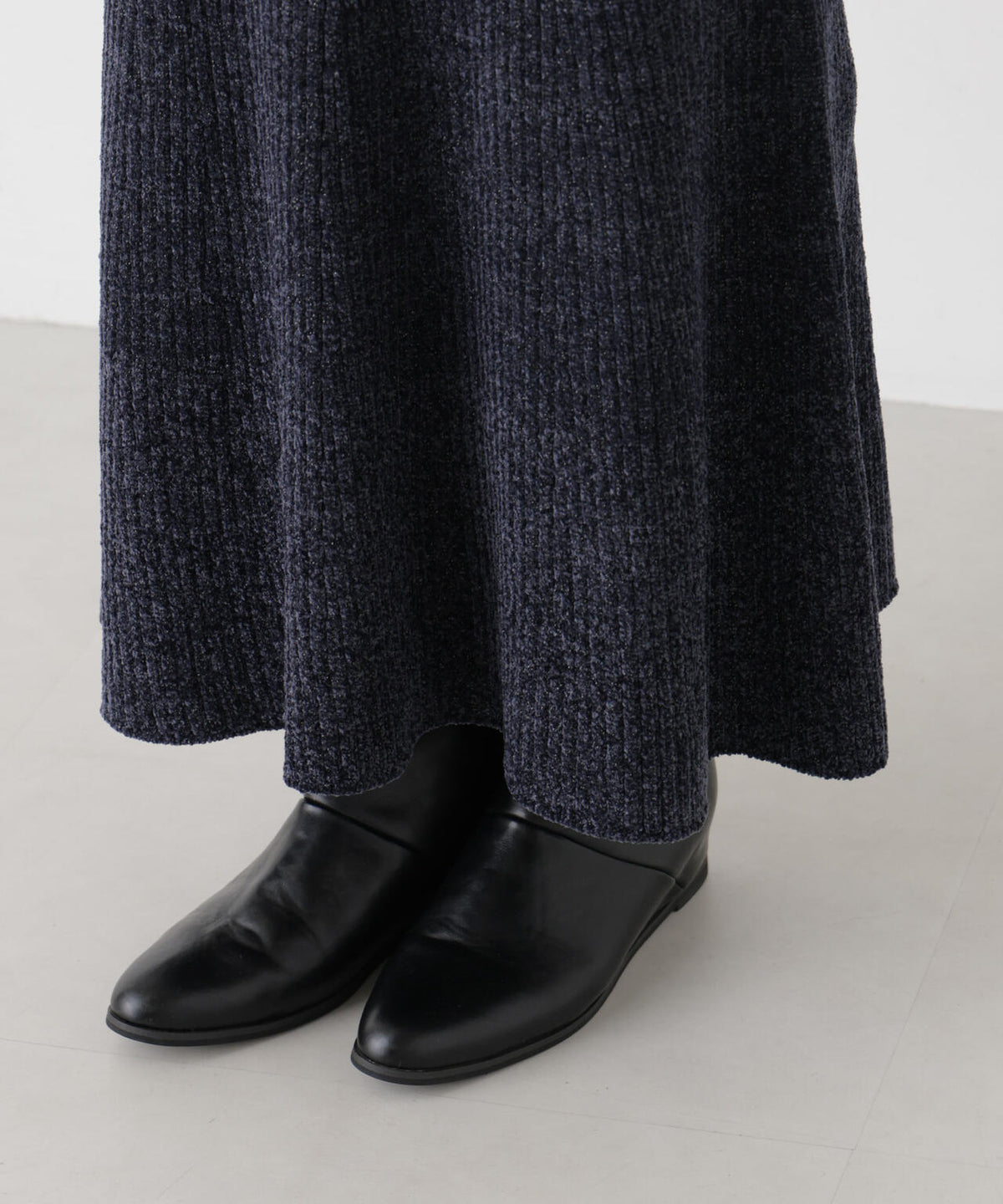 ラメモールワイドリブマーメイドニットスカート(セットアップ可)
