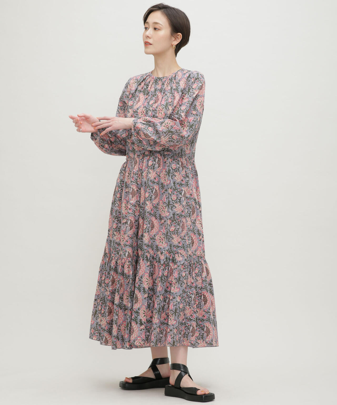 H.A.O/Block Print L/S Dress