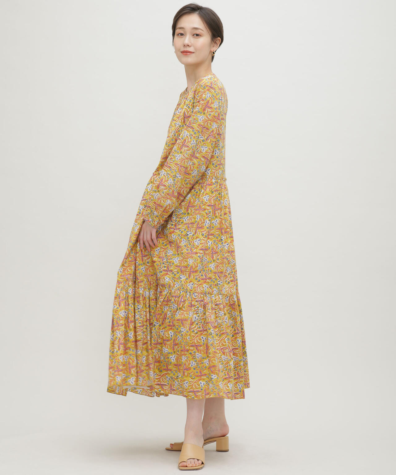 H.A.O/Block Print L/S Dress