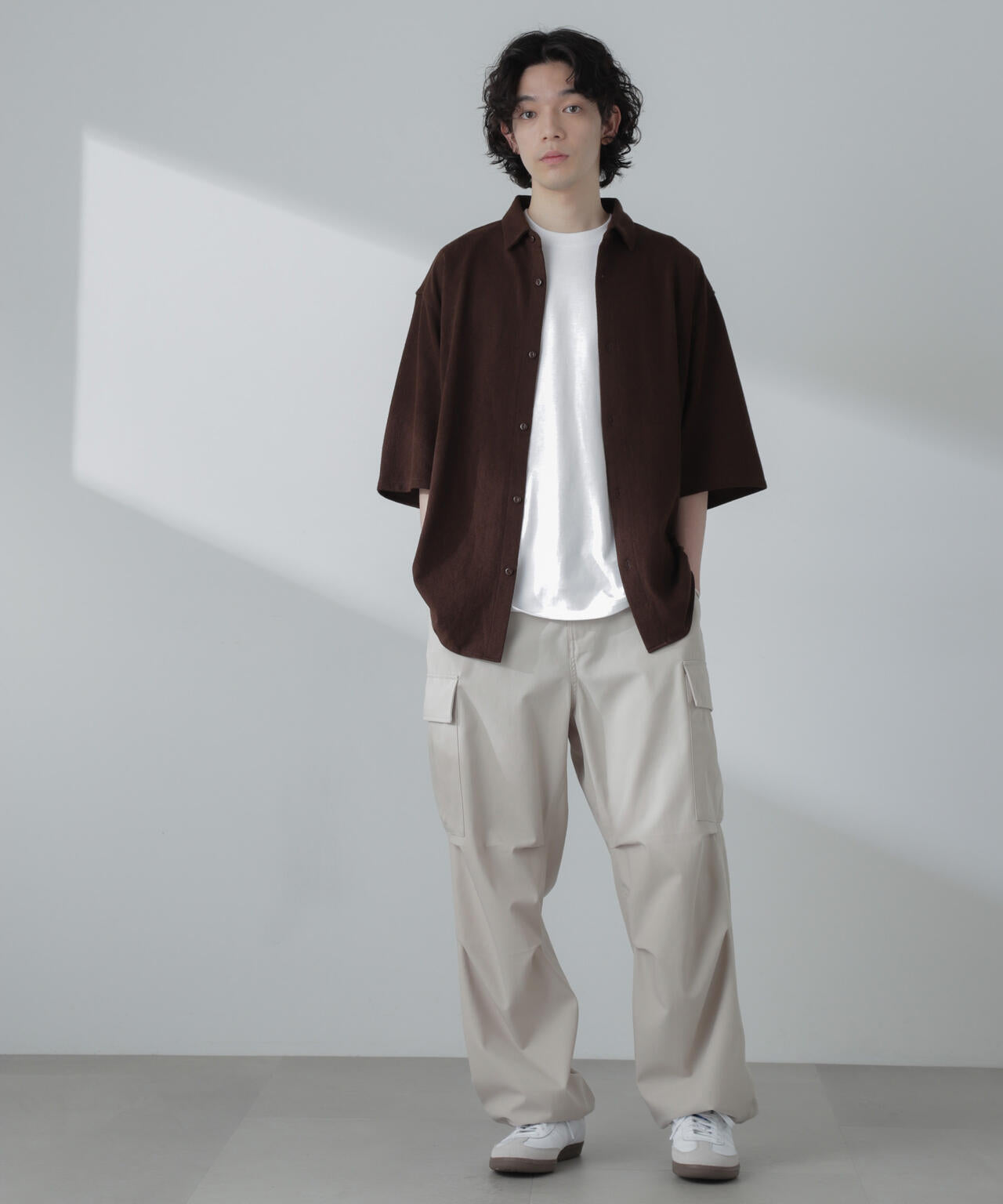 ヘリンボーン起毛シャツ 半袖(セットアップ可)