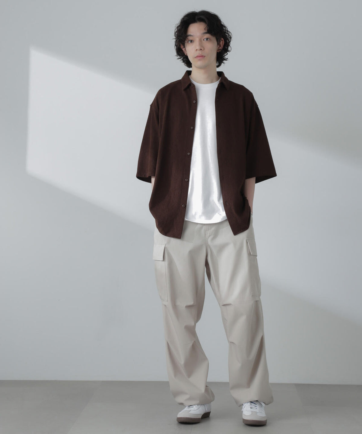 ヘリンボーン起毛シャツ 半袖(セットアップ可)