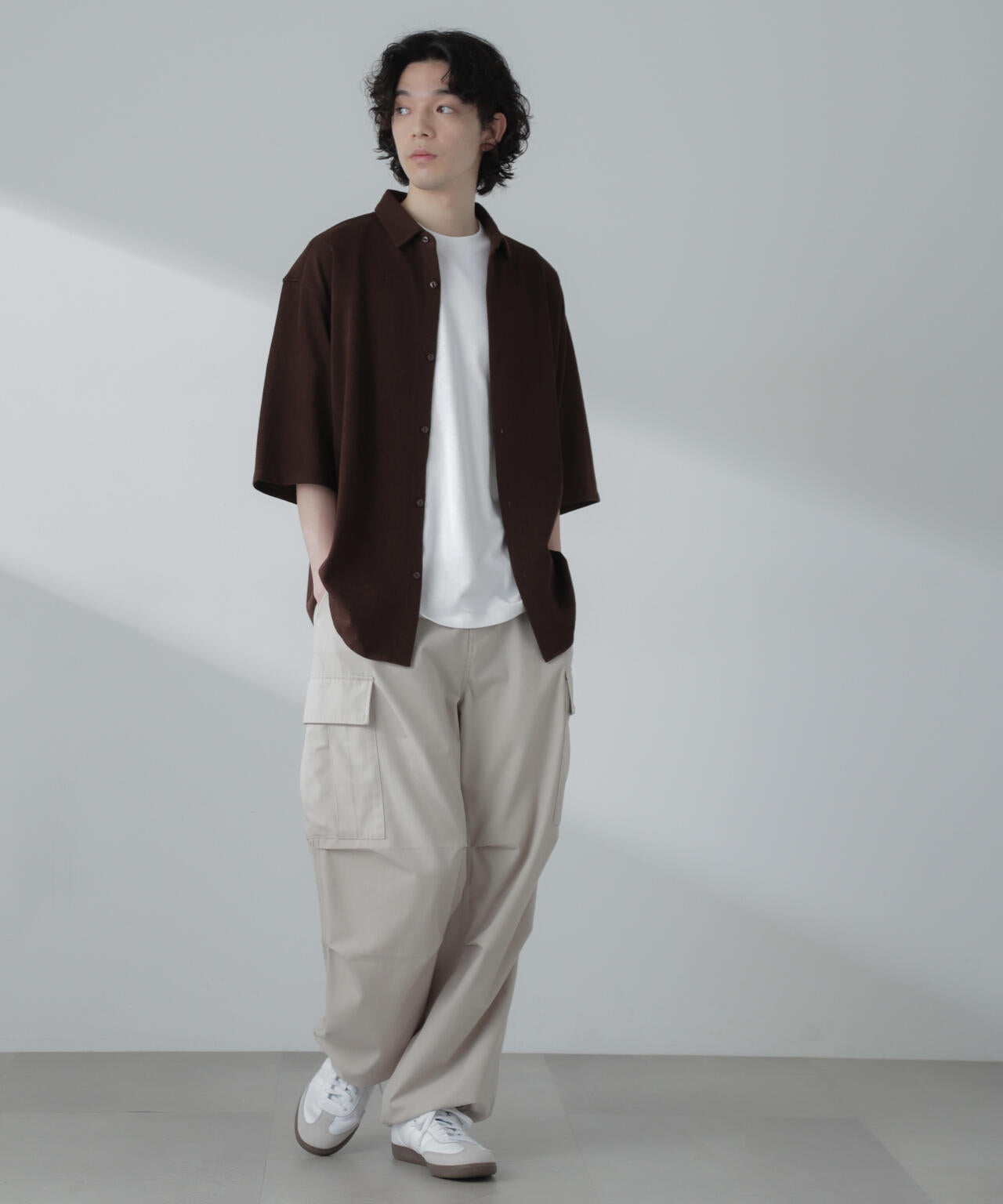 ヘリンボーン起毛シャツ 半袖(セットアップ可)