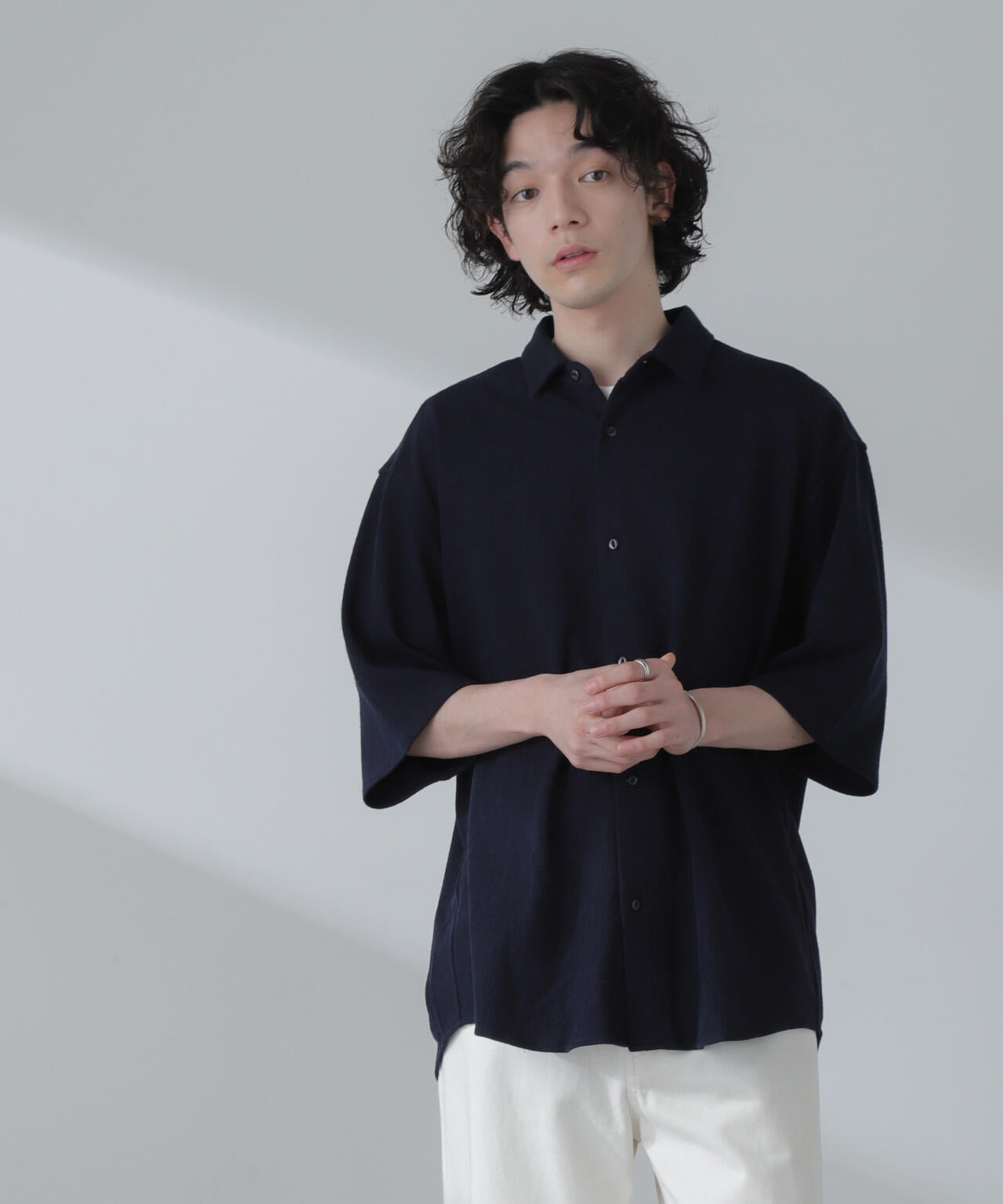 ヘリンボーン起毛シャツ 半袖(セットアップ可)