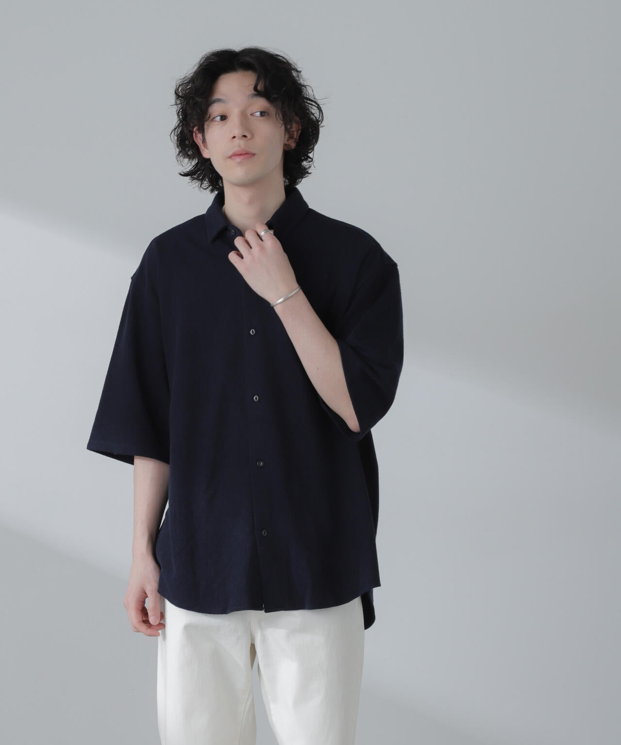 ヘリンボーン起毛シャツ 半袖(セットアップ可)
