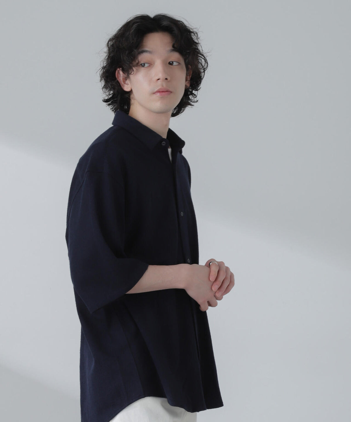 ヘリンボーン起毛シャツ 半袖(セットアップ可)