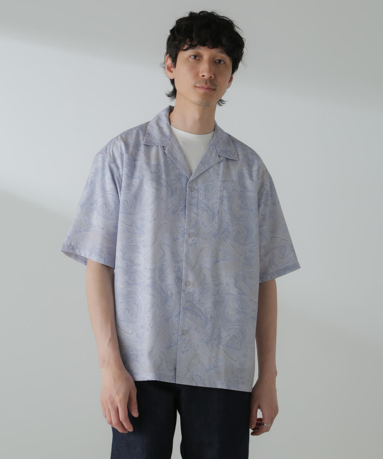 オリジナルパターンドレープシャツ 半袖