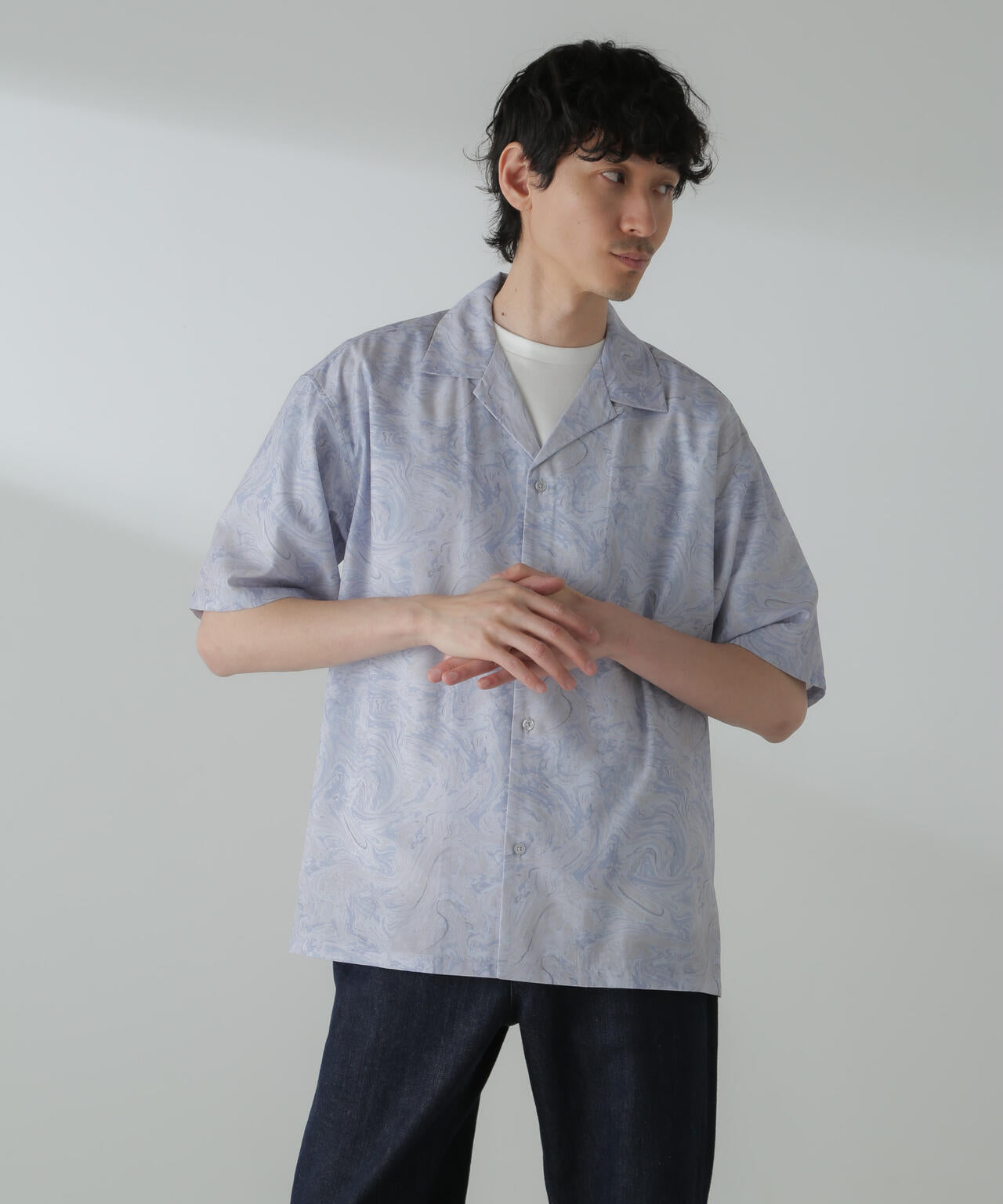 オリジナルパターンドレープシャツ 半袖