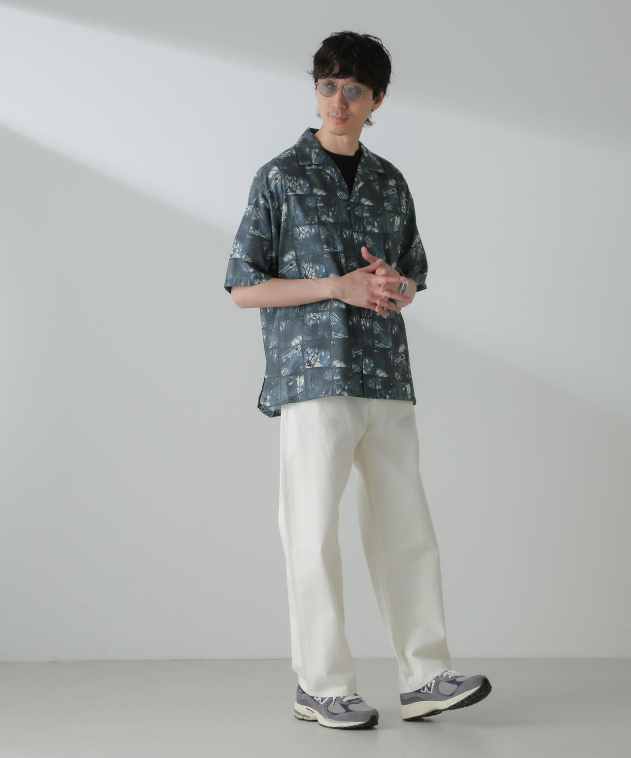 オリジナルパターンドレープシャツ 半袖