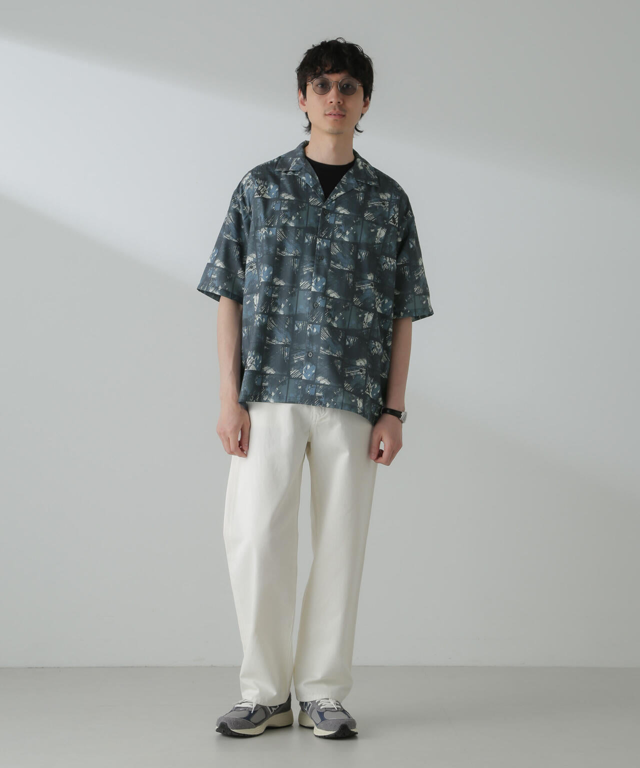 オリジナルパターンドレープシャツ 半袖