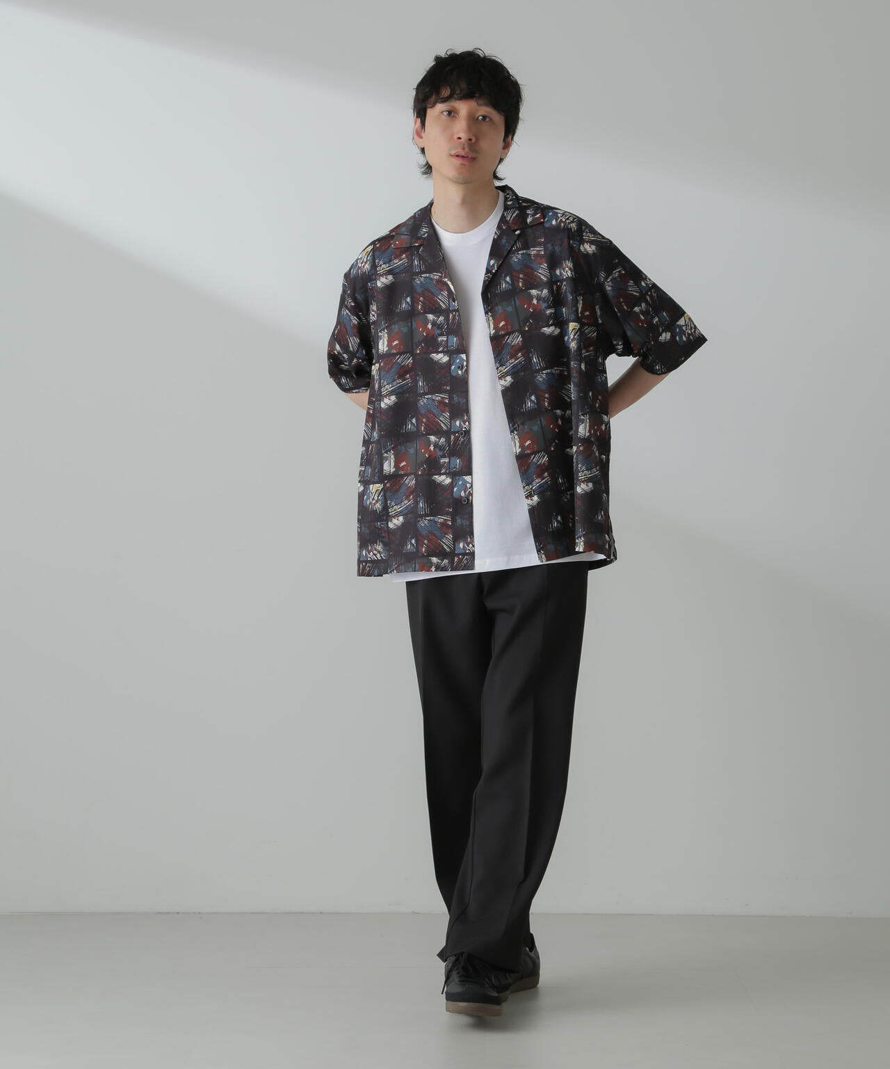 オリジナルパターンドレープシャツ 半袖