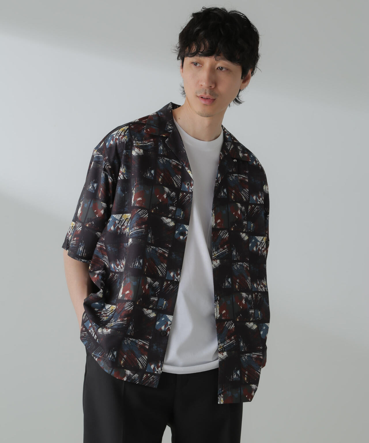 オリジナルパターンドレープシャツ 半袖