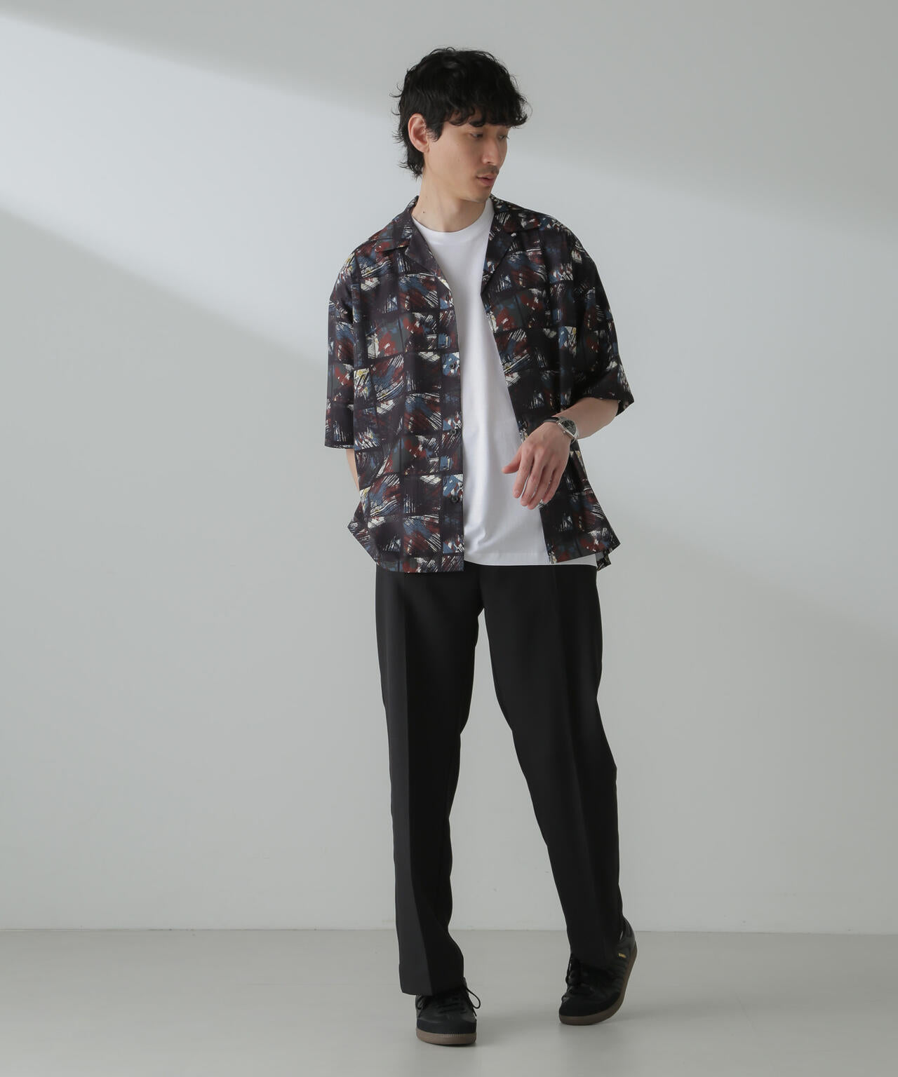オリジナルパターンドレープシャツ 半袖