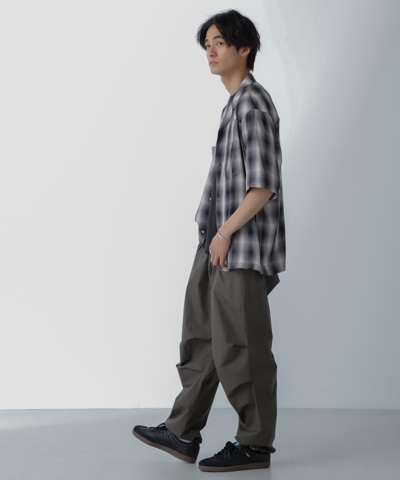 レーヨンオンブレチェックシャツ 半袖