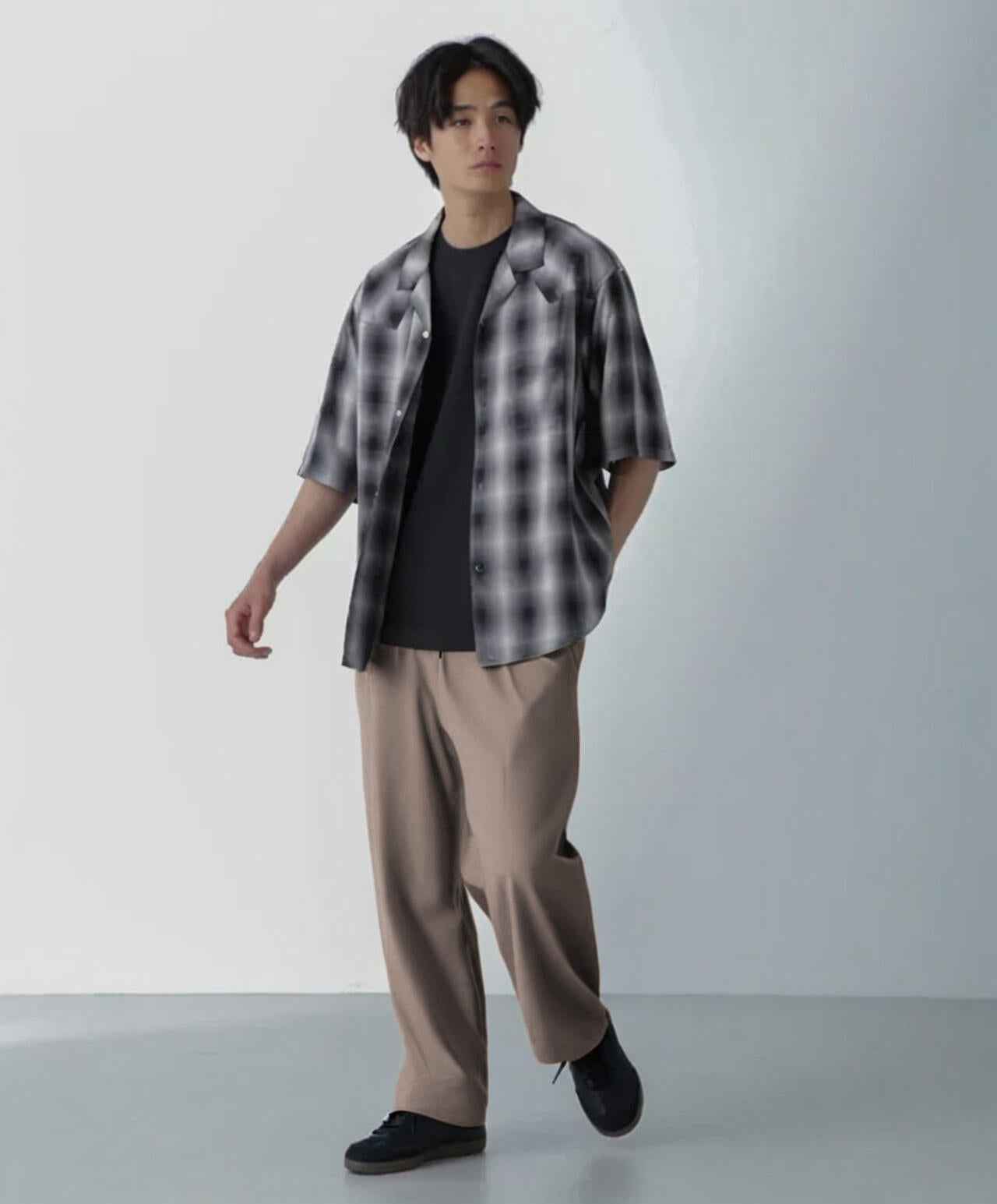 レーヨンオンブレチェックシャツ 半袖