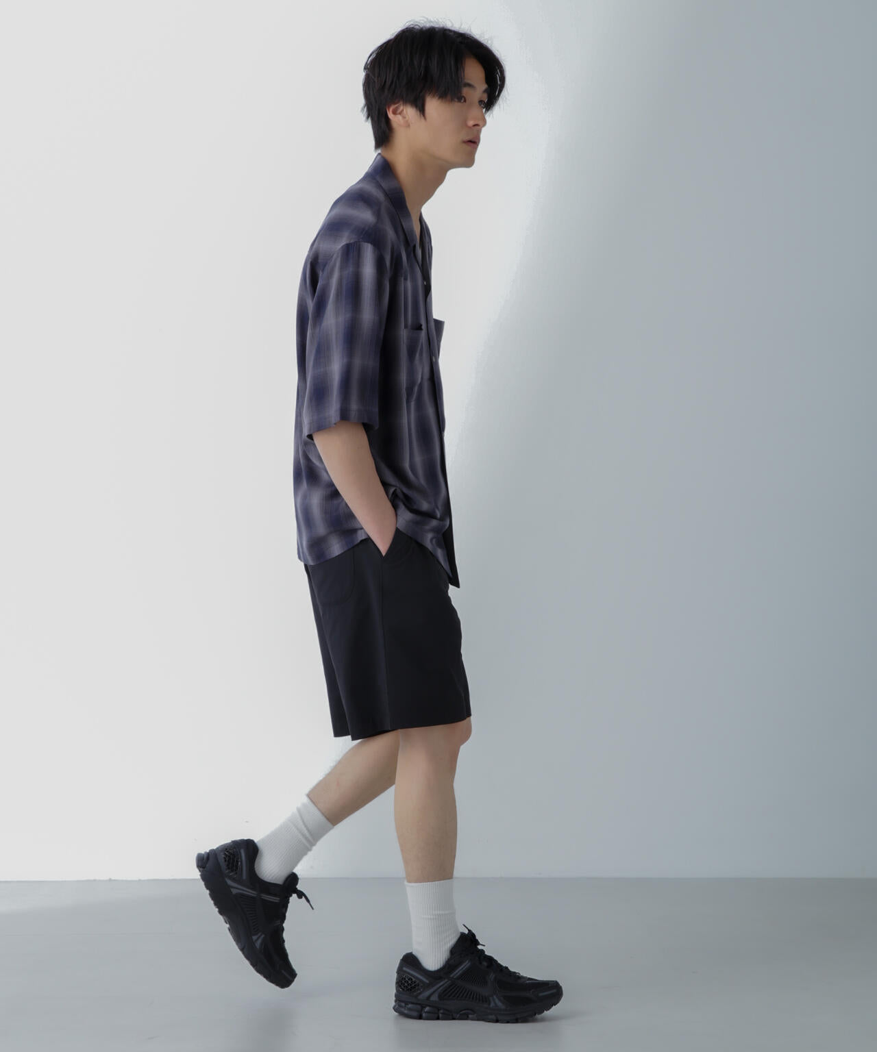 レーヨンオンブレチェックシャツ 半袖