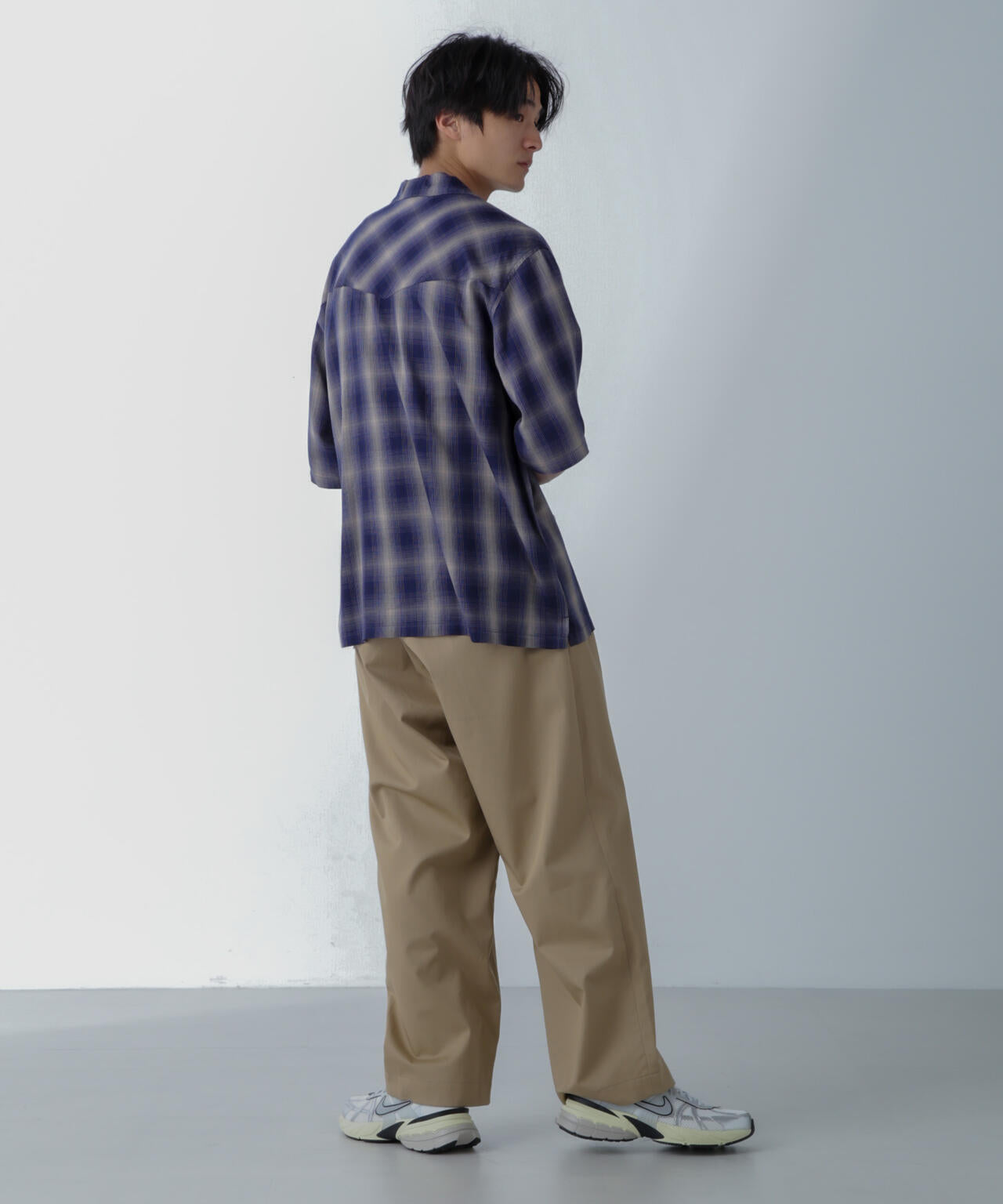 レーヨンオンブレチェックシャツ 半袖