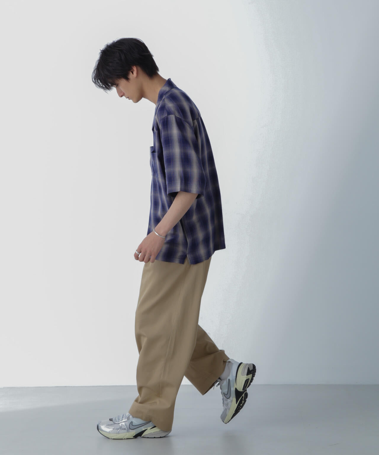 レーヨンオンブレチェックシャツ 半袖