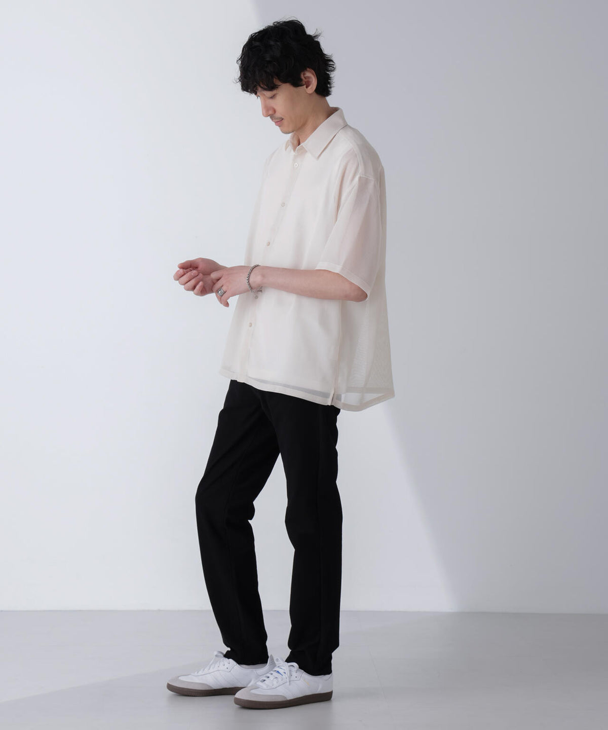 レギュラーカラーテックメッシュシャツ 半袖