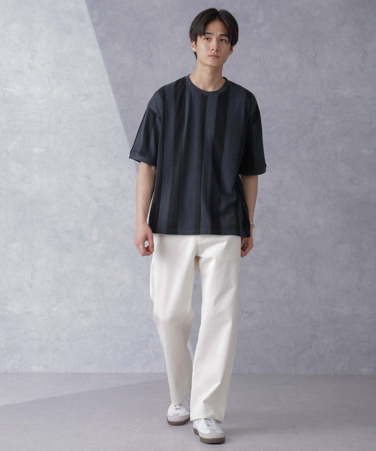 ストライプジャガードTシャツ 半袖
