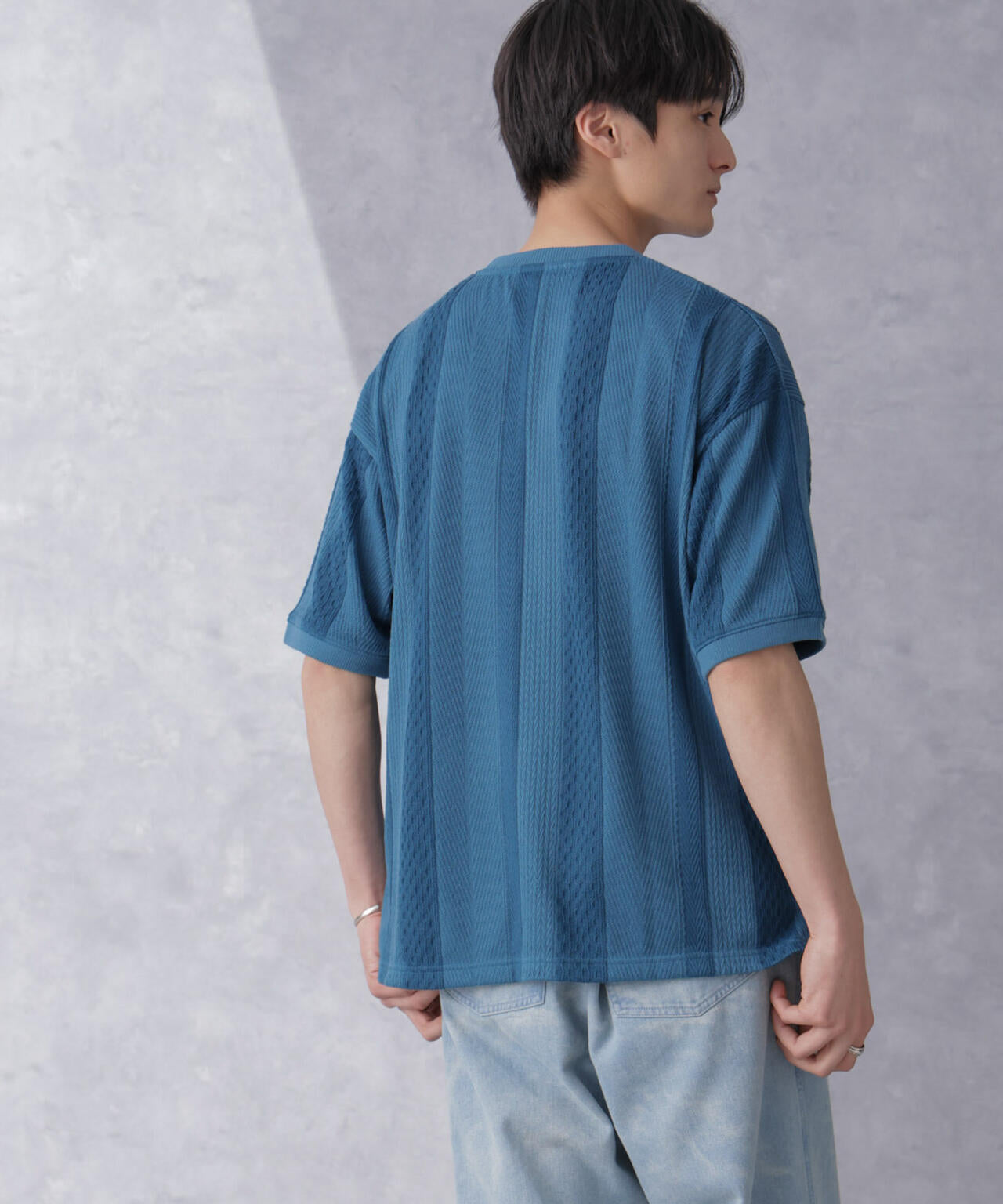 ストライプジャガードTシャツ 半袖