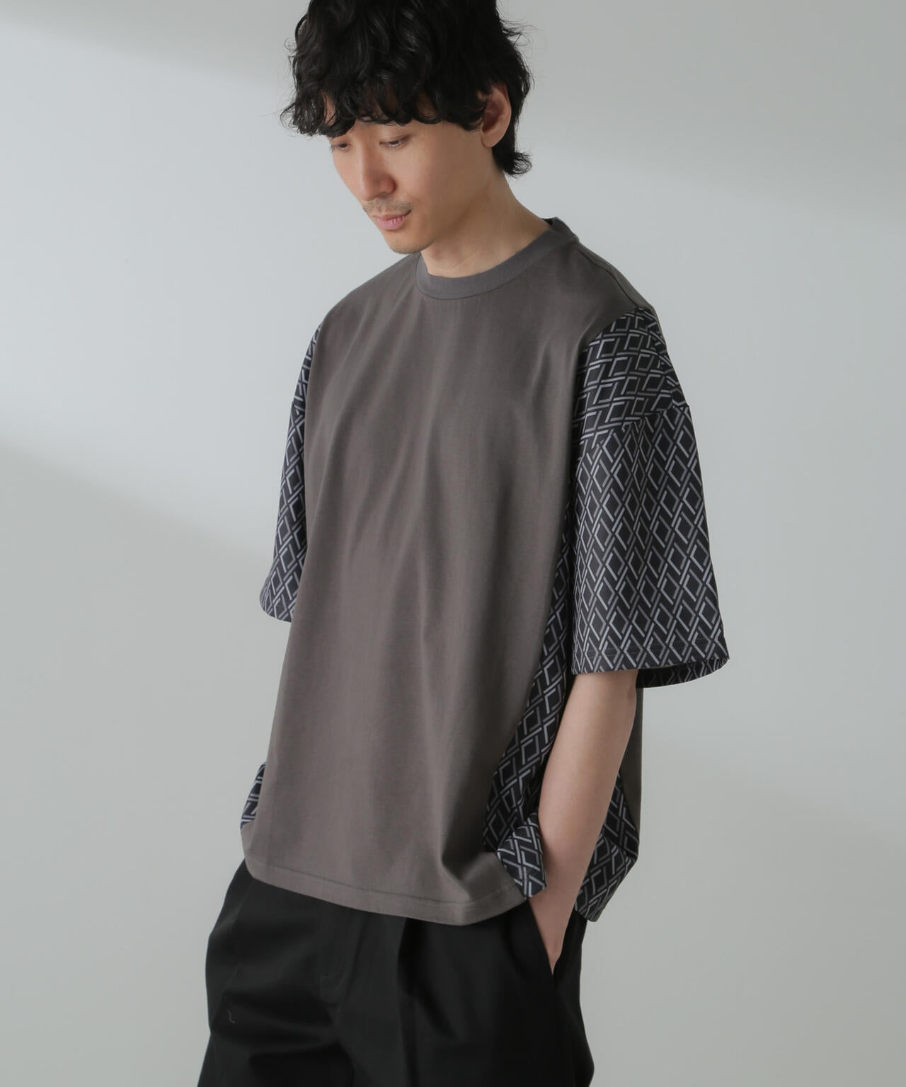 切り替えパターンTシャツ 半袖(セットアップ可)