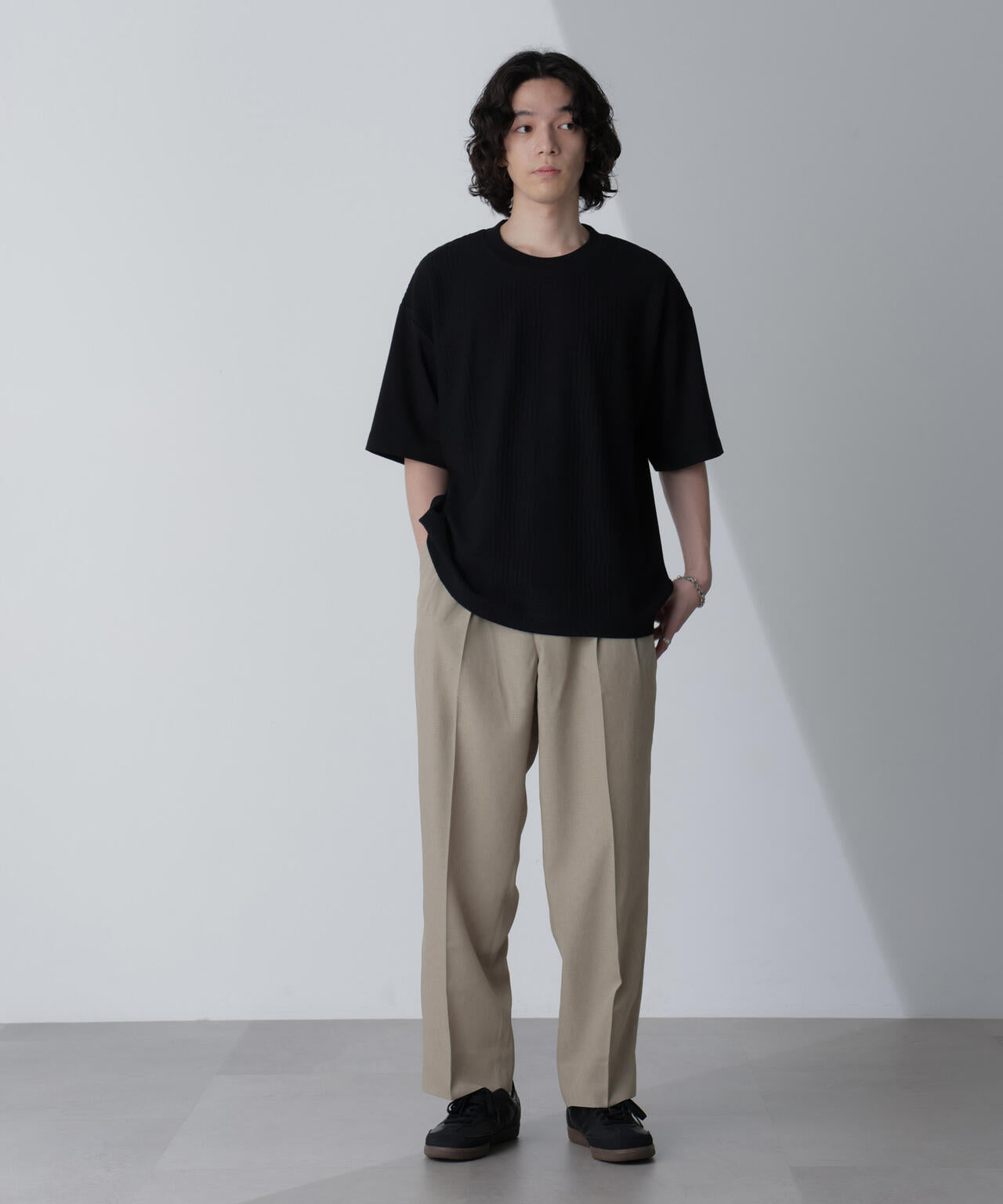 テックリネンリラックスタックテーパードパンツ(セットアップ可)