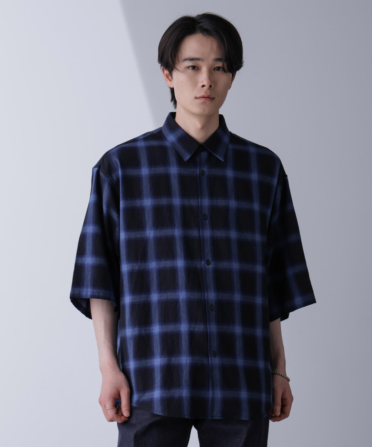 リラックスオンブレーチェックシャツ 半袖