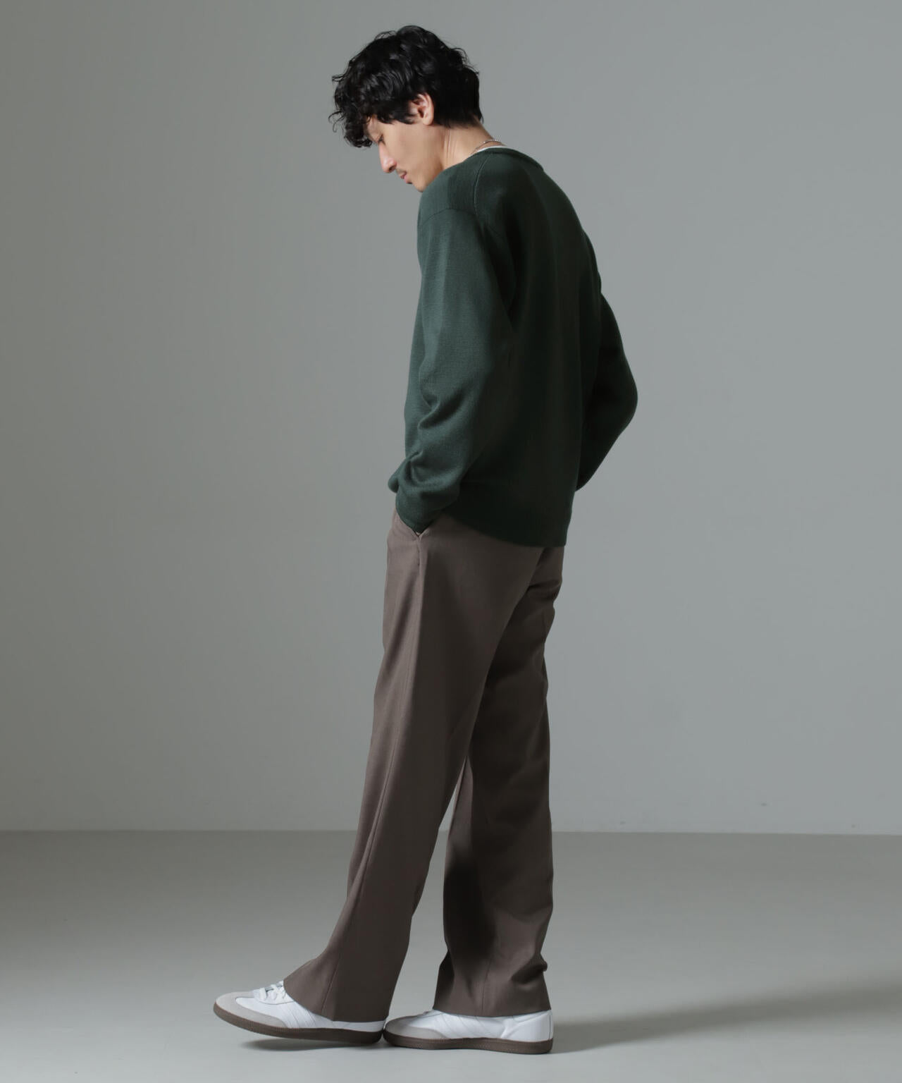 タスマニアミックス ミラノリブリラックスVネックニット