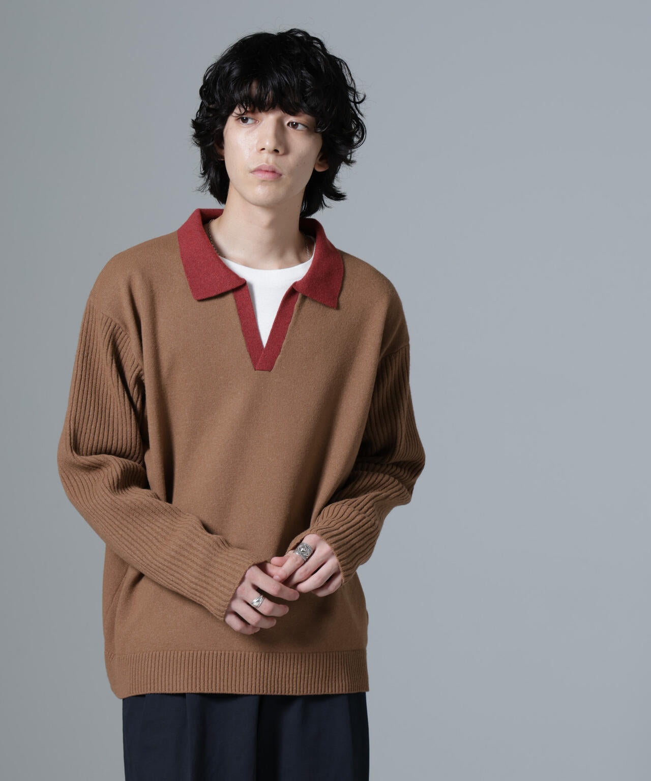 WEB限定/バイカラースキッパーニット